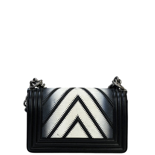 Chanel Boy Bag Small Black Chevron Lizard Airlines