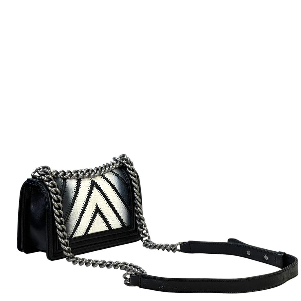 Chanel Boy Bag Small Black Chevron Lizard Airlines