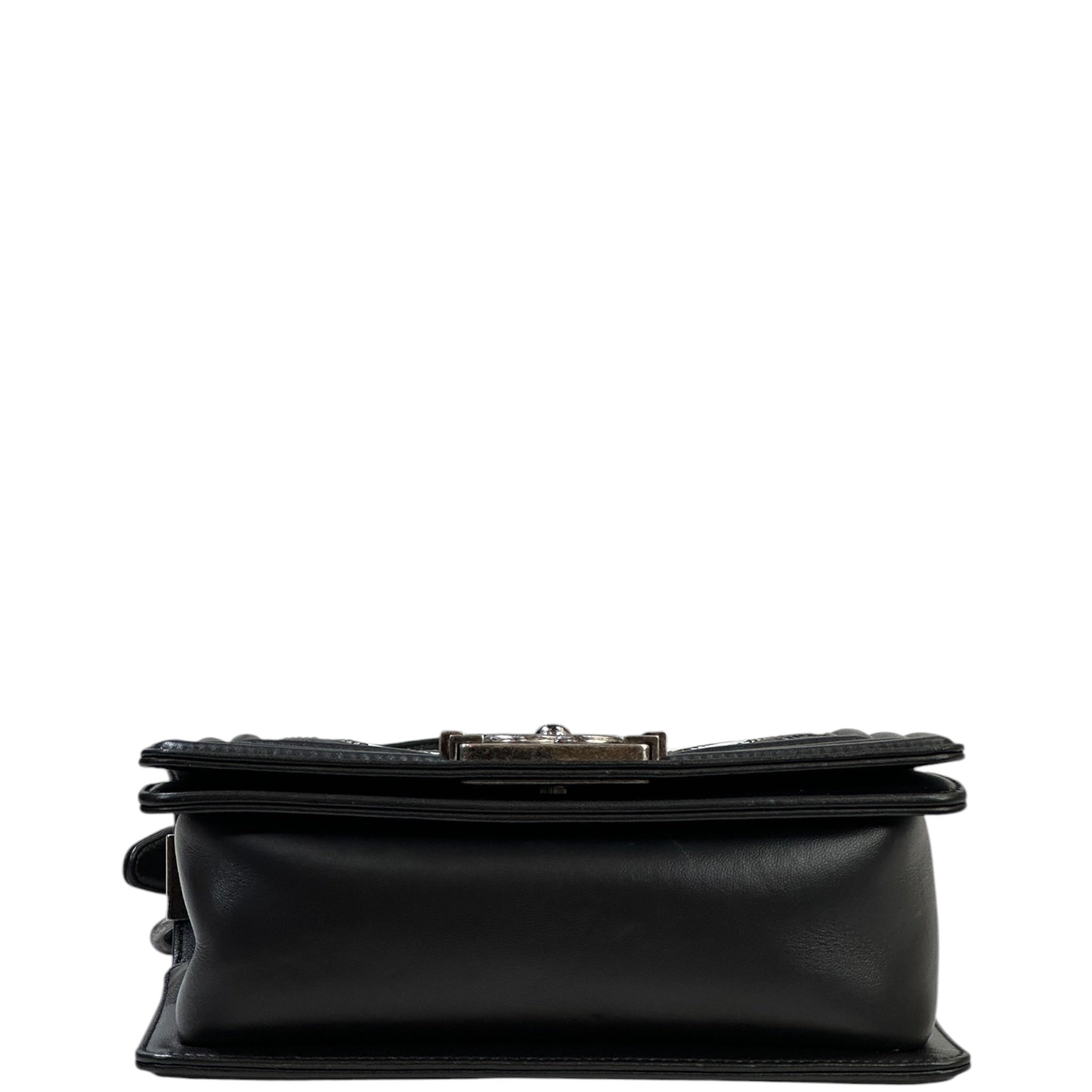 Chanel Boy Bag Small Black Chevron Lizard Airlines