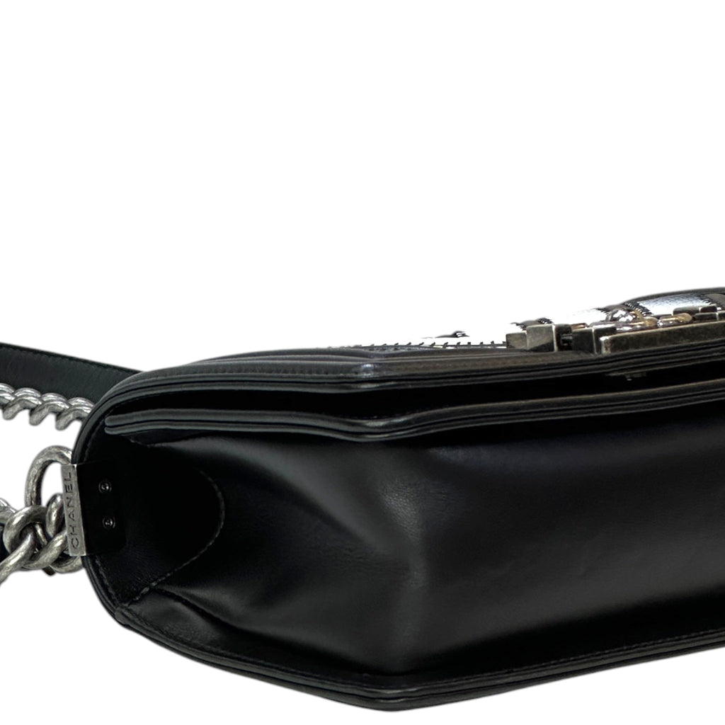 Chanel Boy Bag Small Black Chevron Lizard Airlines