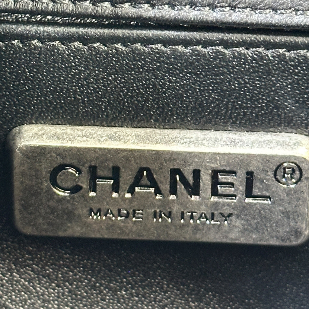 Chanel Boy Bag Small Black Chevron Lizard Airlines