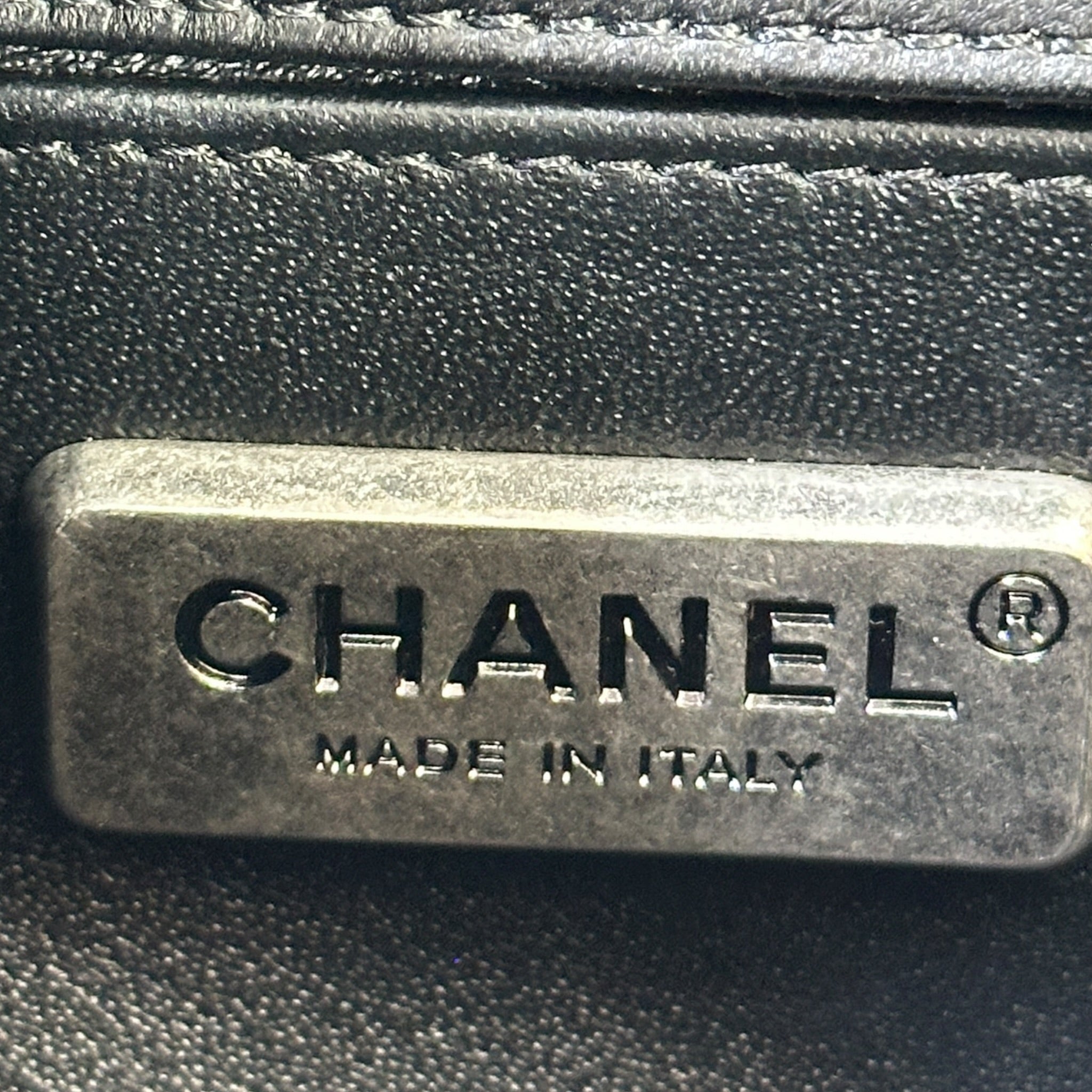 Chanel Boy Bag Small Black Chevron Lizard Airlines