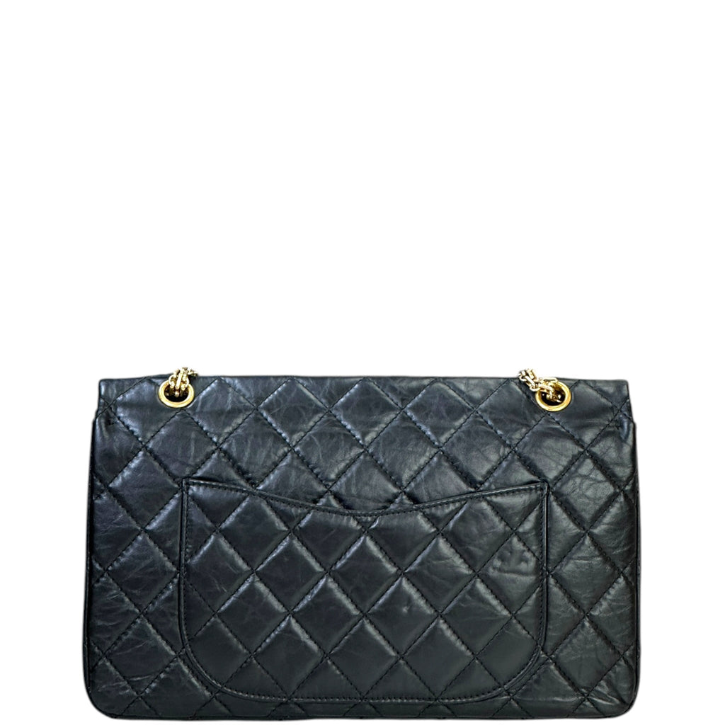 Chanel 2.55 Shoulder Bag Black Quilted Aged Calfskin