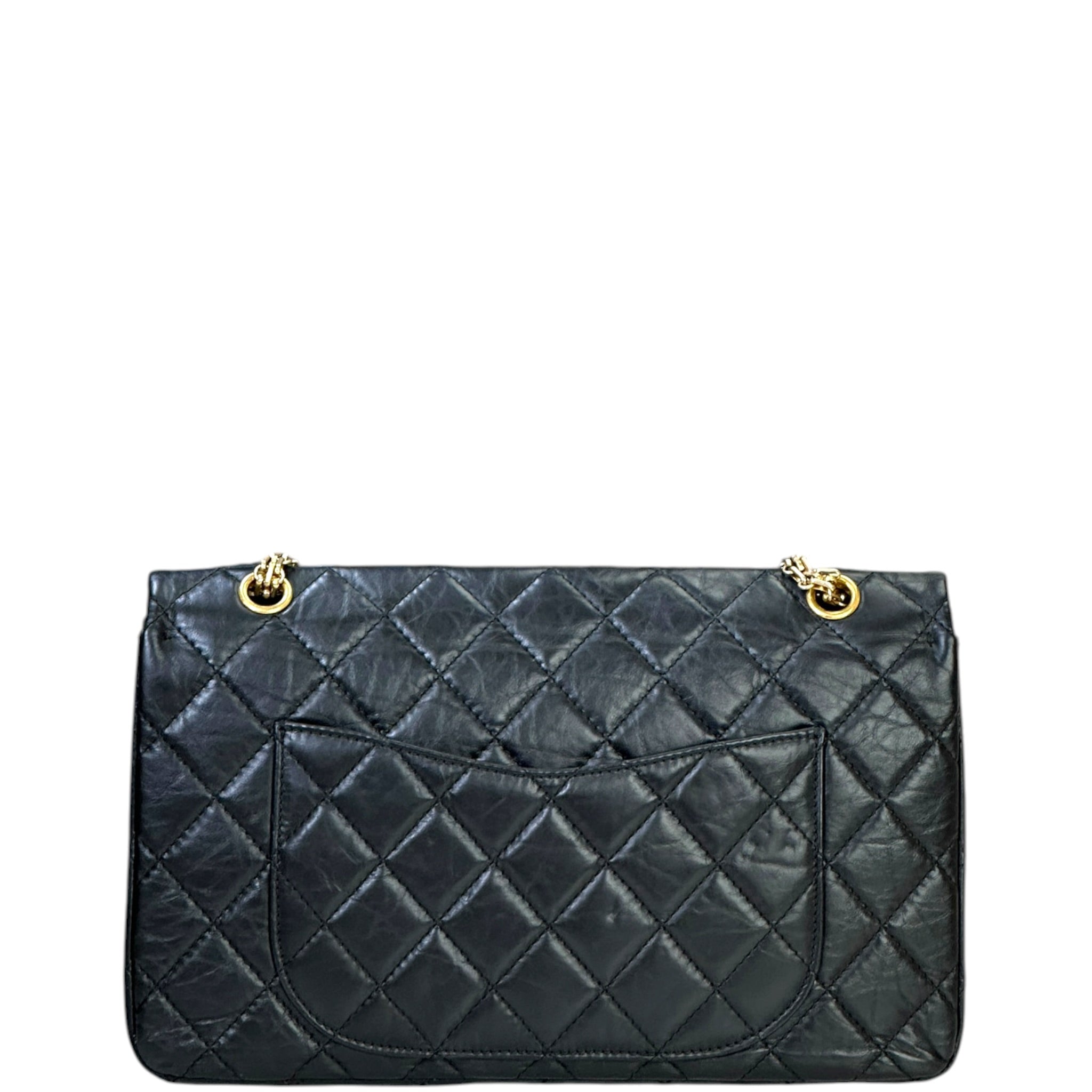 Chanel 2.55 Shoulder Bag Black Quilted Aged Calfskin