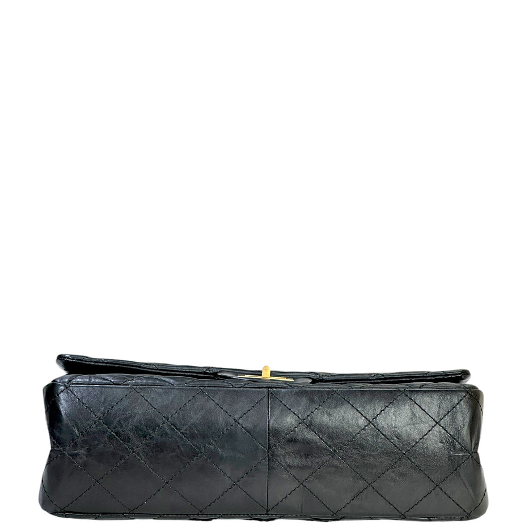 Chanel 2.55 Shoulder Bag Black Quilted Aged Calfskin