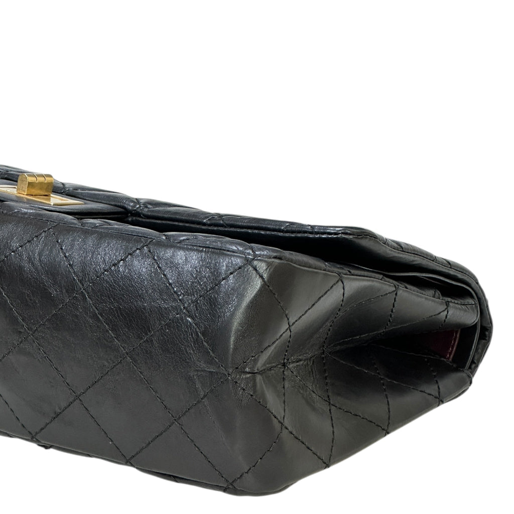 Chanel 2.55 Shoulder Bag Black Quilted Aged Calfskin