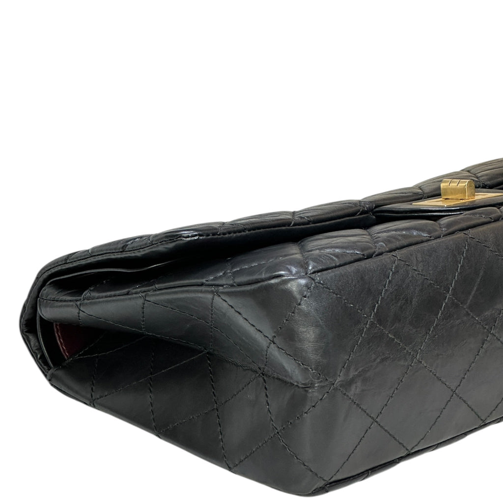 Chanel 2.55 Shoulder Bag Black Quilted Aged Calfskin