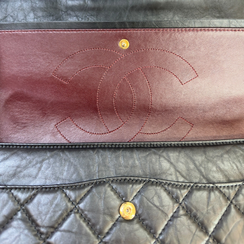 Chanel 2.55 Shoulder Bag Black Quilted Aged Calfskin