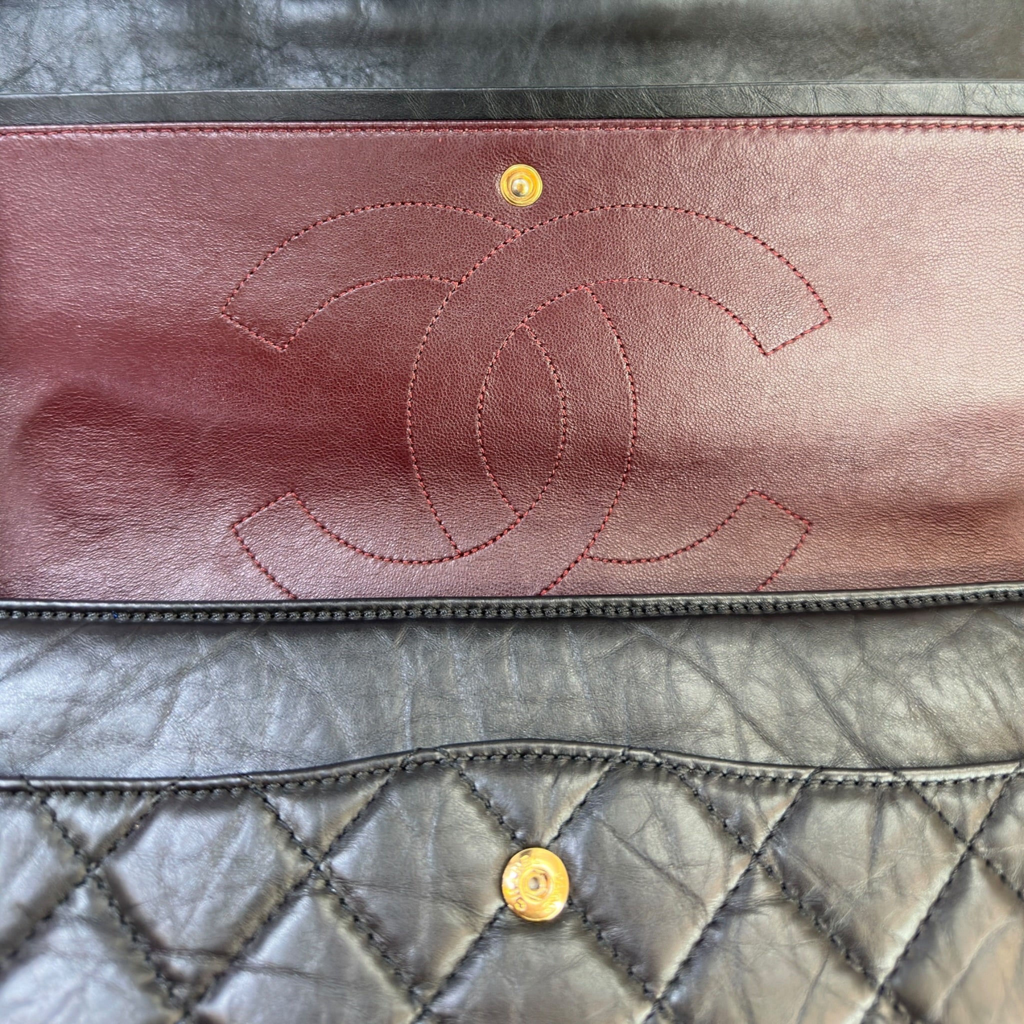 Chanel 2.55 Shoulder Bag Black Quilted Aged Calfskin