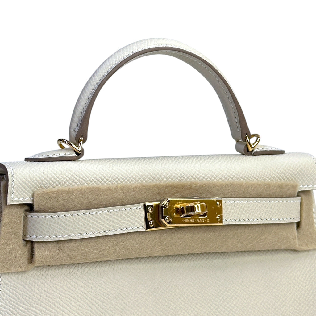 Hermès Mini Kelly 20 Craie Epsom GHW (K20)