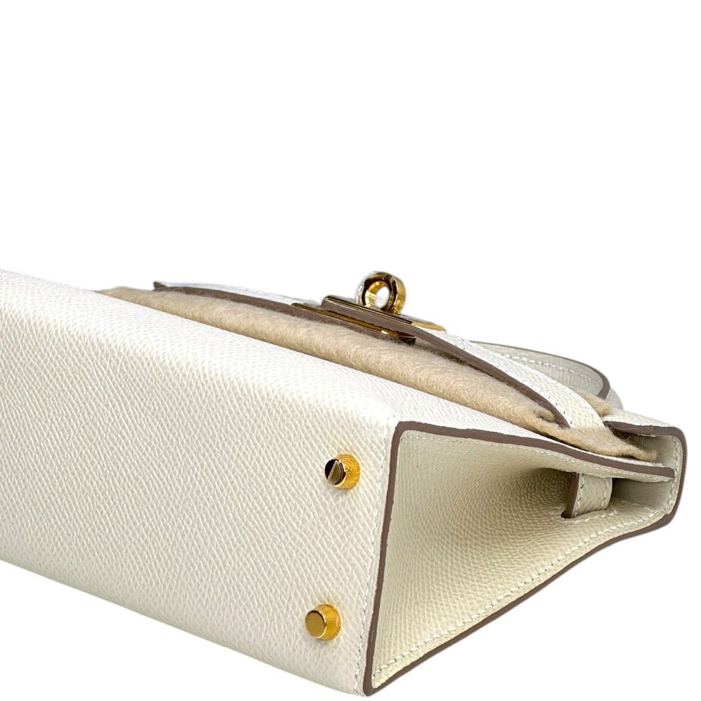 Hermès Mini Kelly 20 Craie Epsom GHW (K20)