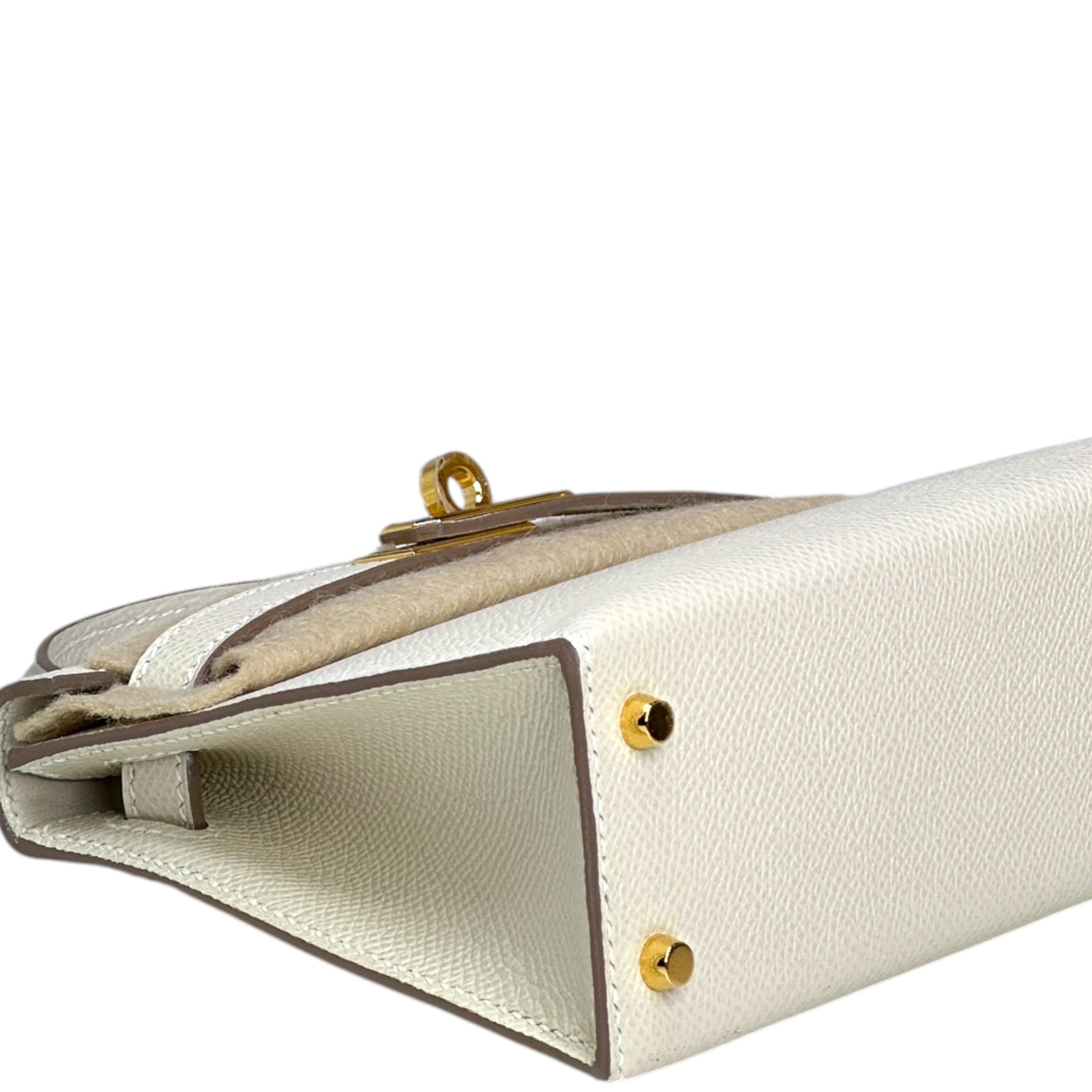 Hermès Mini Kelly 20 Craie Epsom GHW (K20)