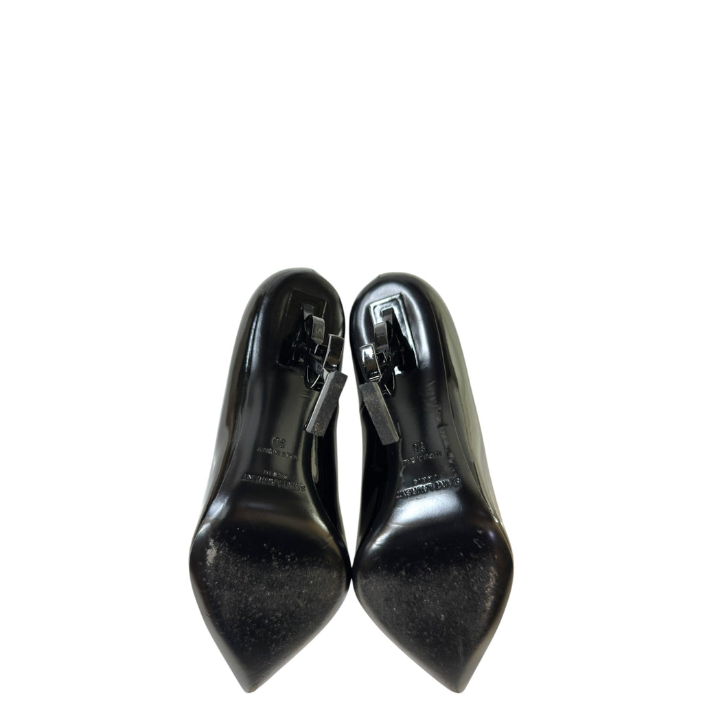 Saint Laurent Opyum Pumps Black Patent Leather Size EU 38