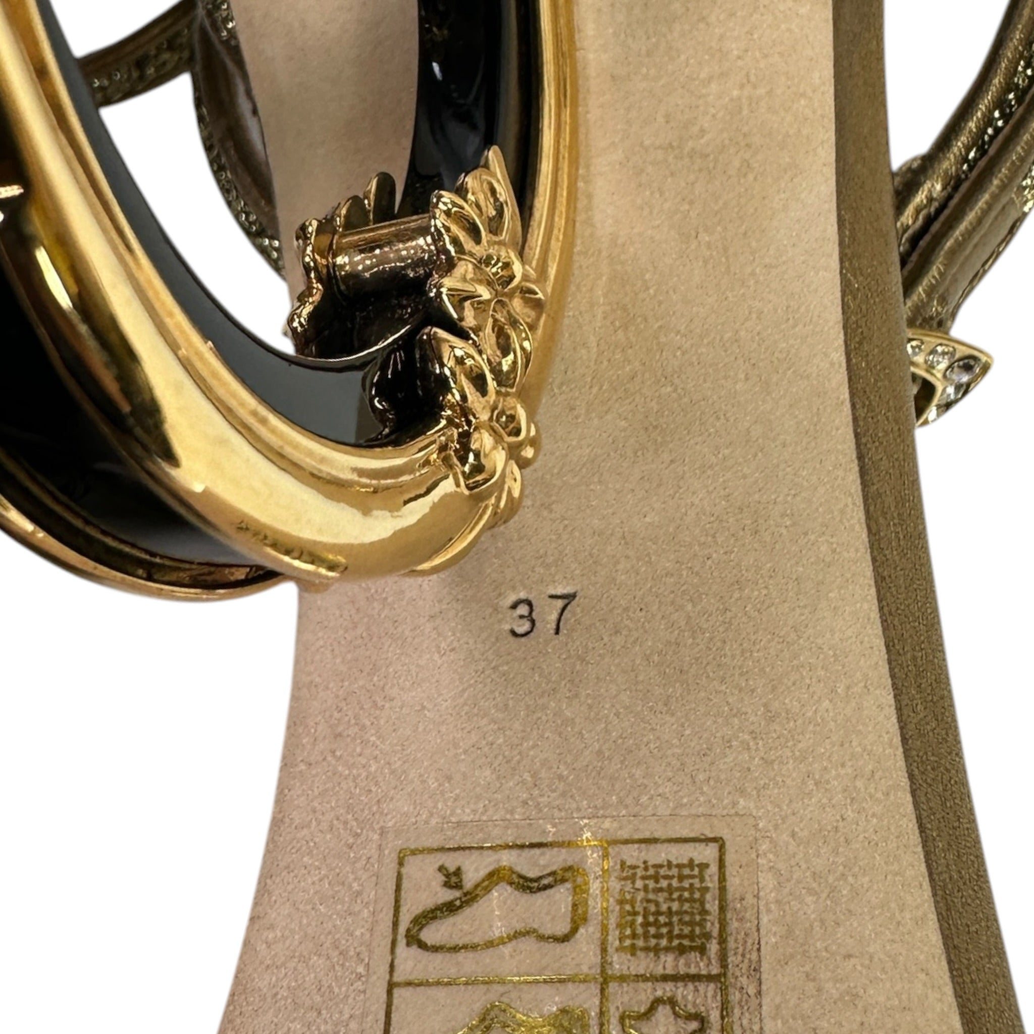 Dolce & Gabbana Barocco Sculpture Heel Sandals Gold Lurex Fabric Size EU 37