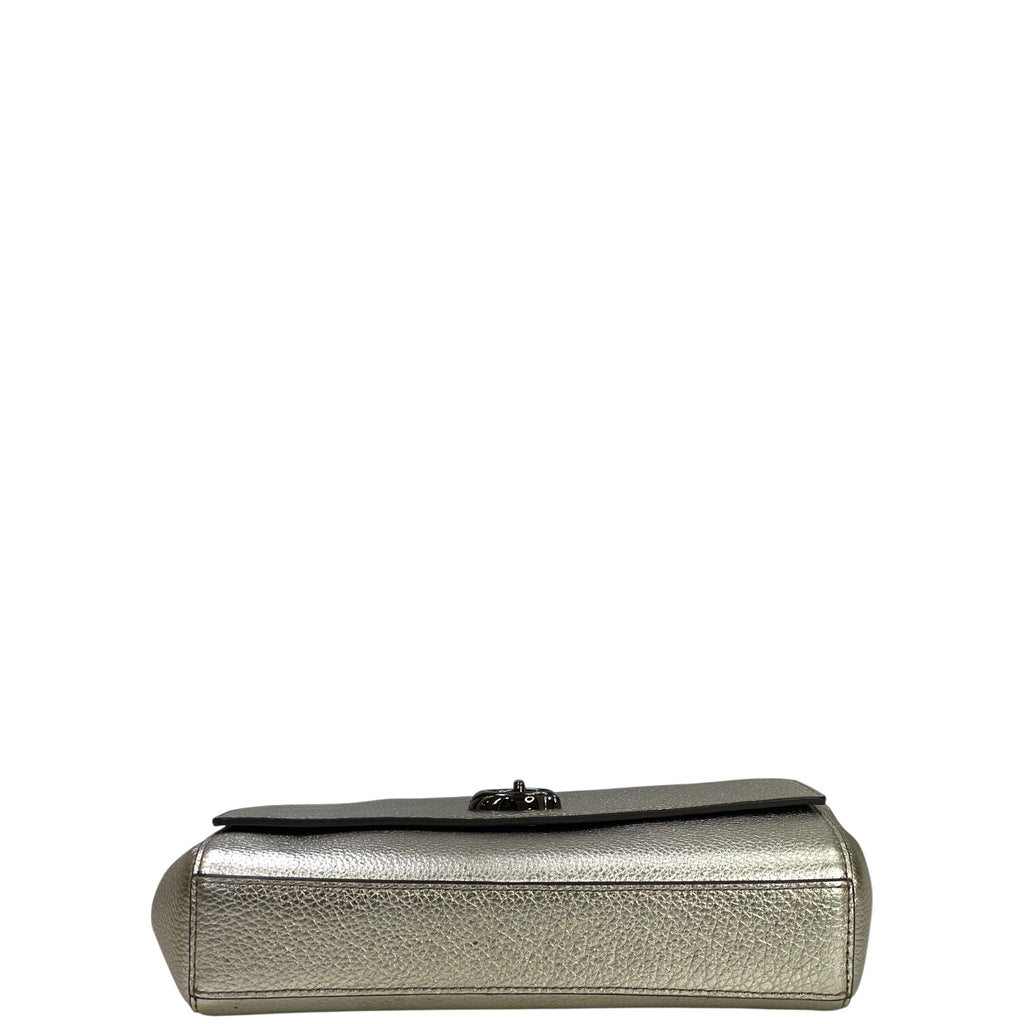 Coach Marlow Turnlock Chain Crossbody Bag Metallic Leather