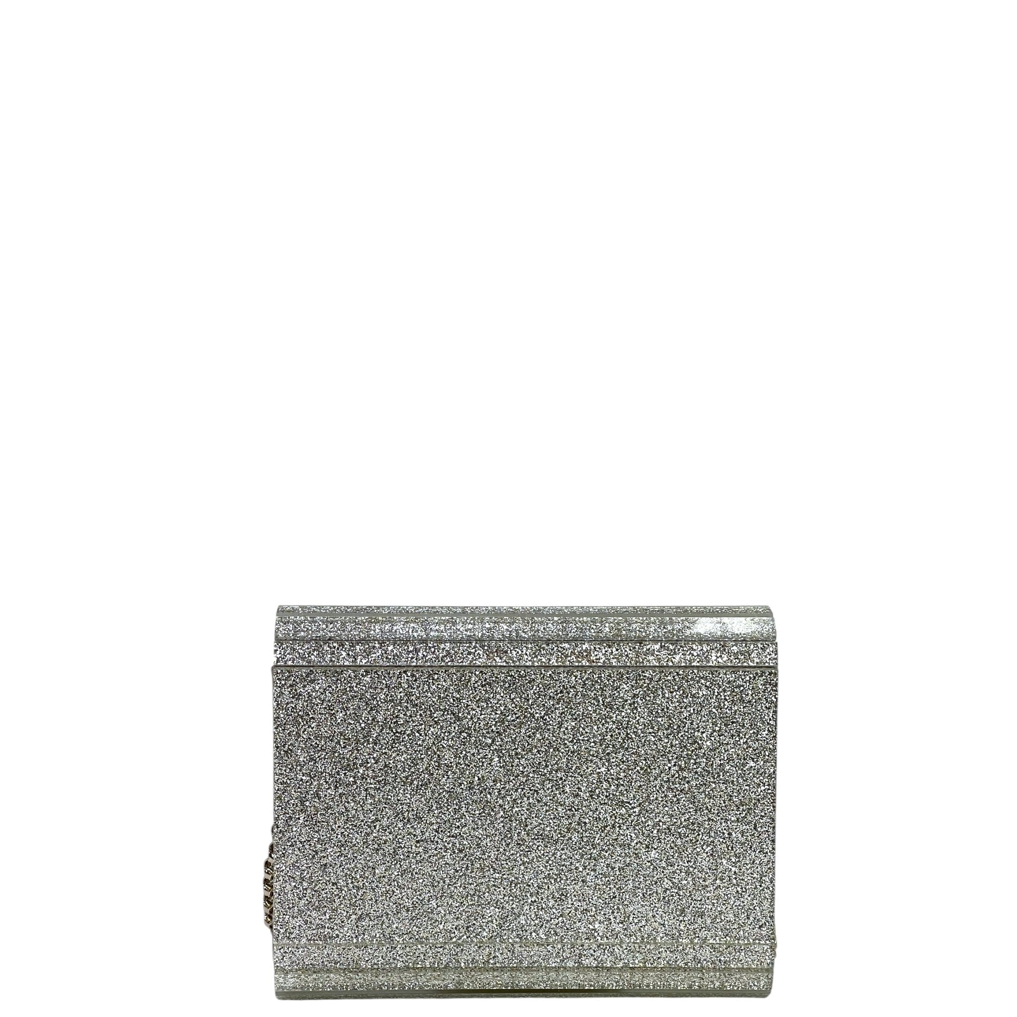 Jimmy Choo Candy Clutch Bag Acrylic Silver Glitter
