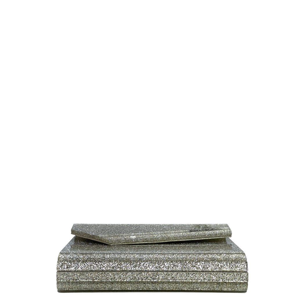 Jimmy Choo Candy Clutch Bag Acrylic Silver Glitter
