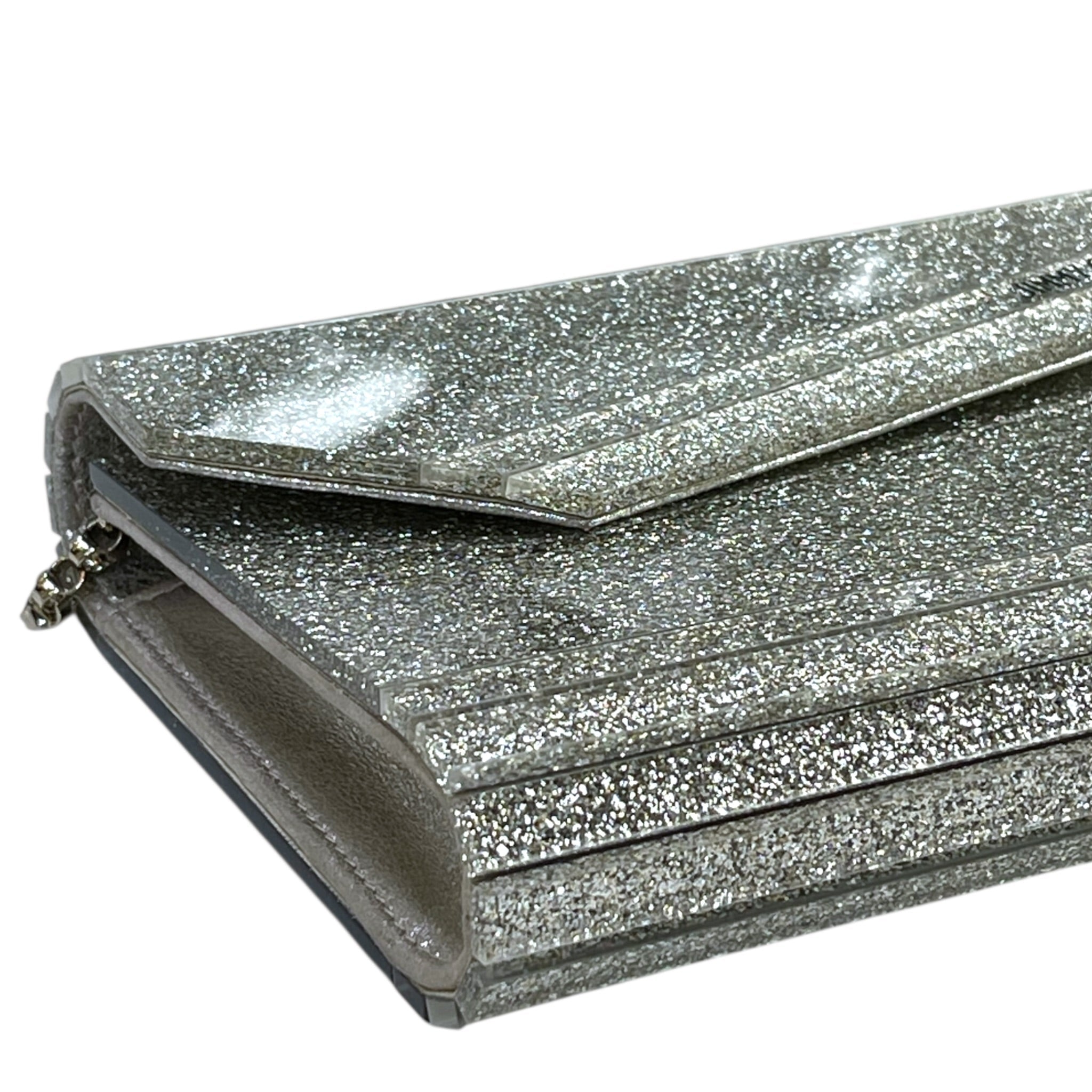 Jimmy Choo Candy Clutch Bag Acrylic Silver Glitter