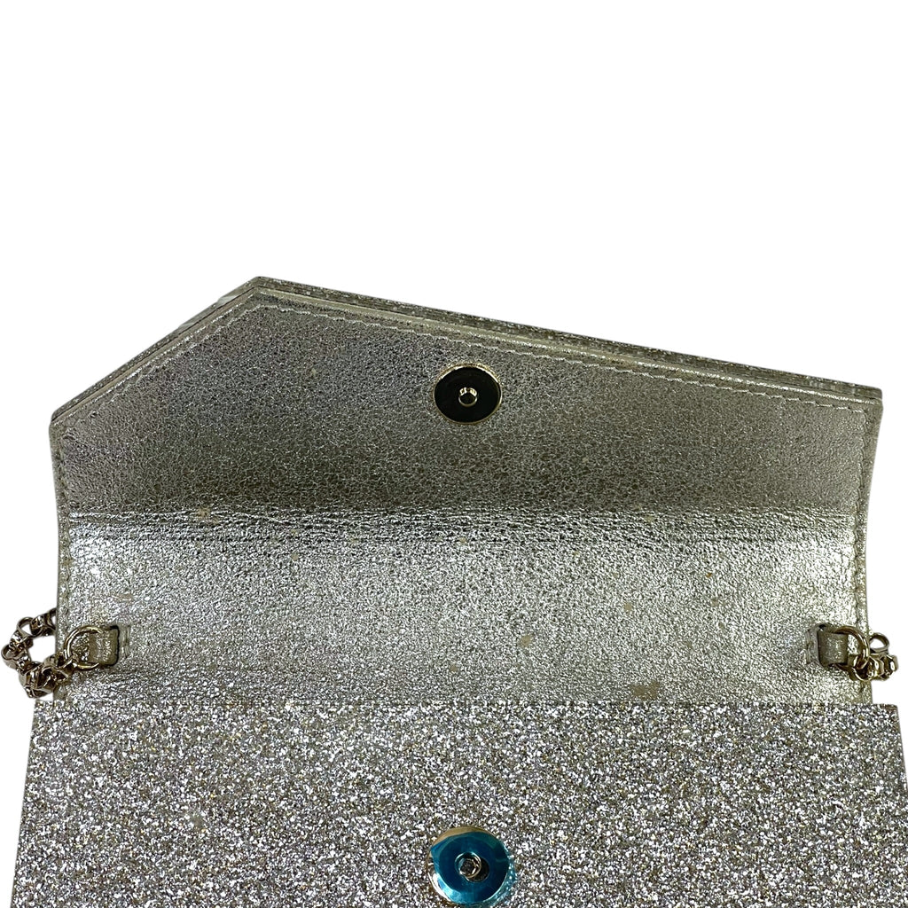 Jimmy Choo Candy Clutch Bag Acrylic Silver Glitter