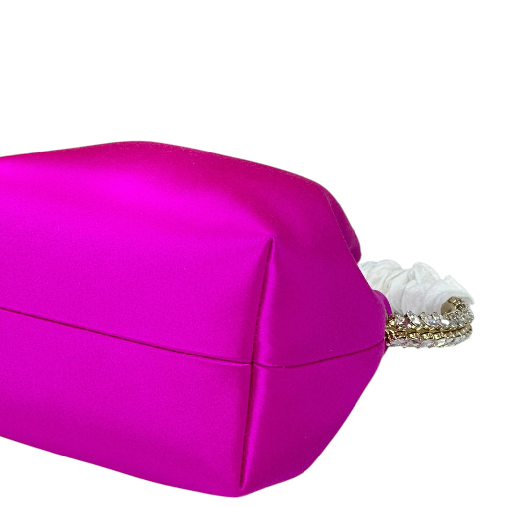 Jimmy Choo Bon Bon Bucket Bag Mini Fuchsia Satin Crystal Embellished