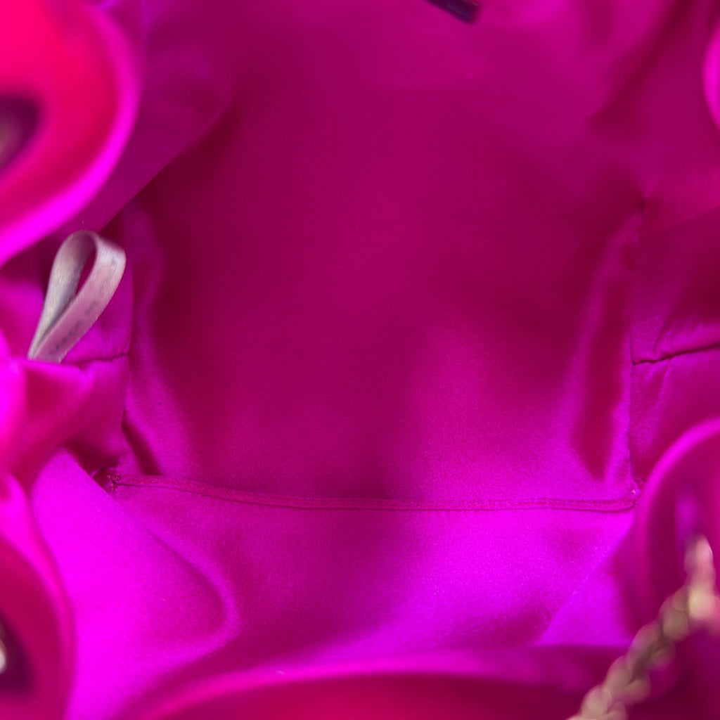 Jimmy Choo Bon Bon Bucket Bag Mini Fuchsia Satin Crystal Embellished
