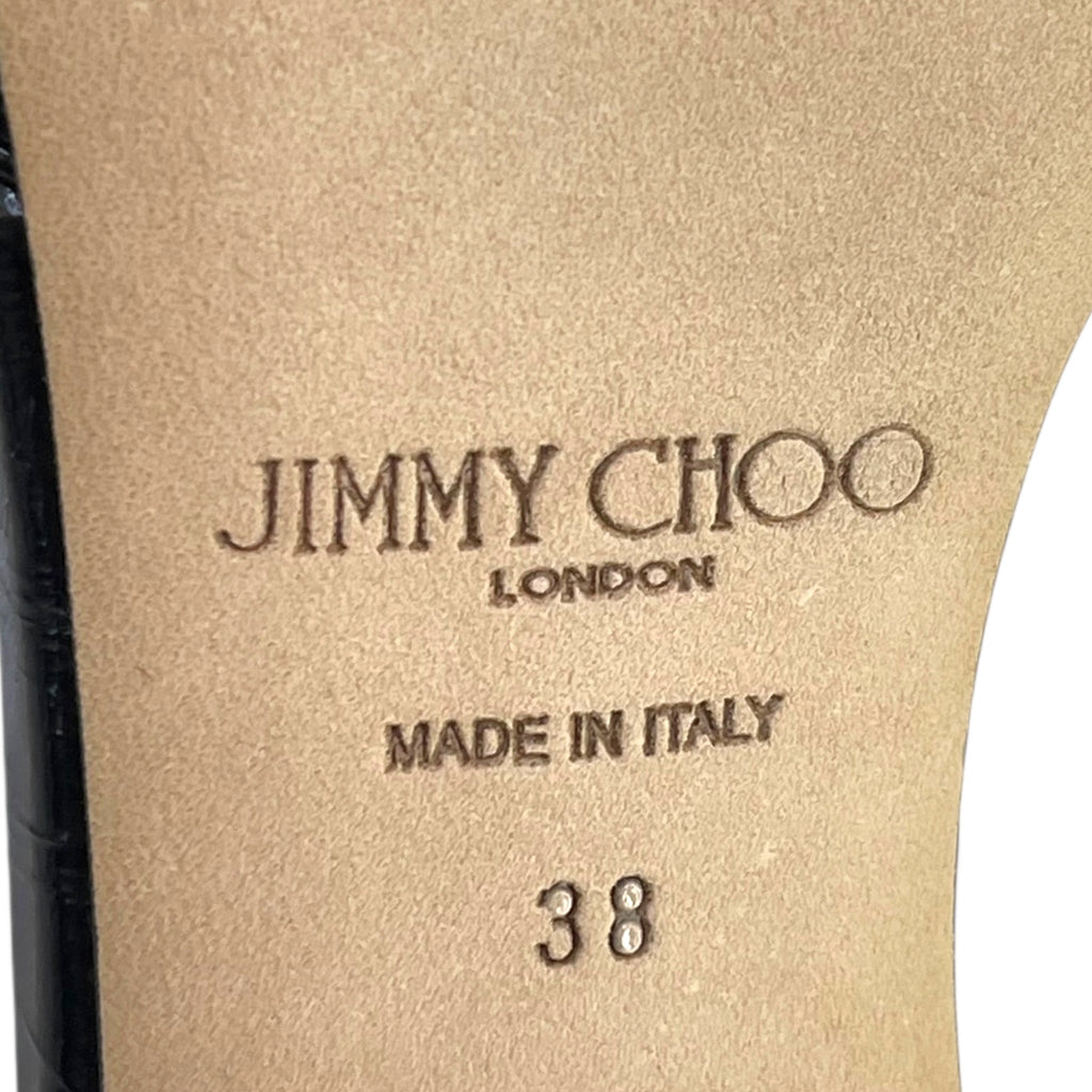 Jimmy Choo Skye 70 Kitten Heels Black Metallic Leather EU 38