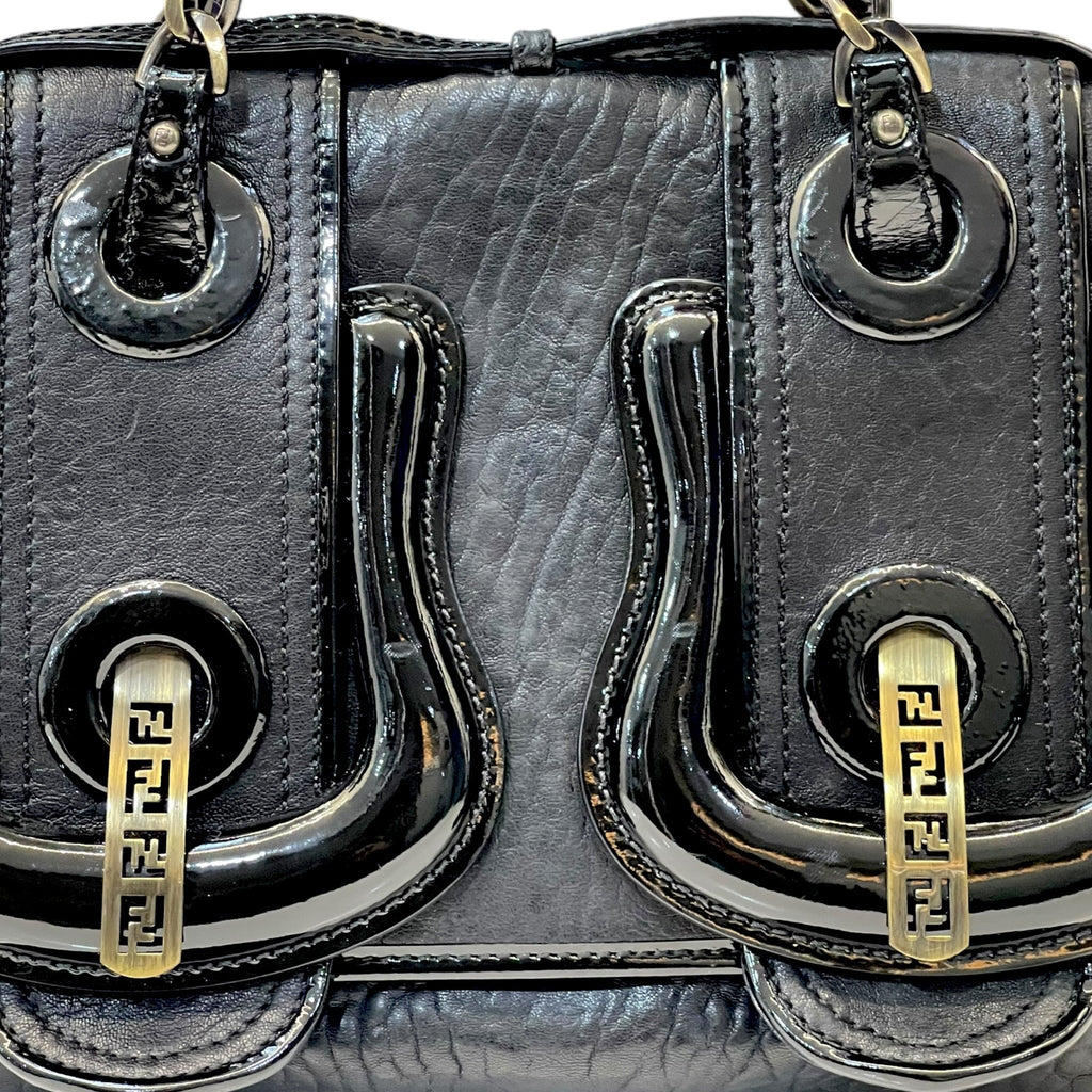 Fendi B Shoulder Bag Black Leather