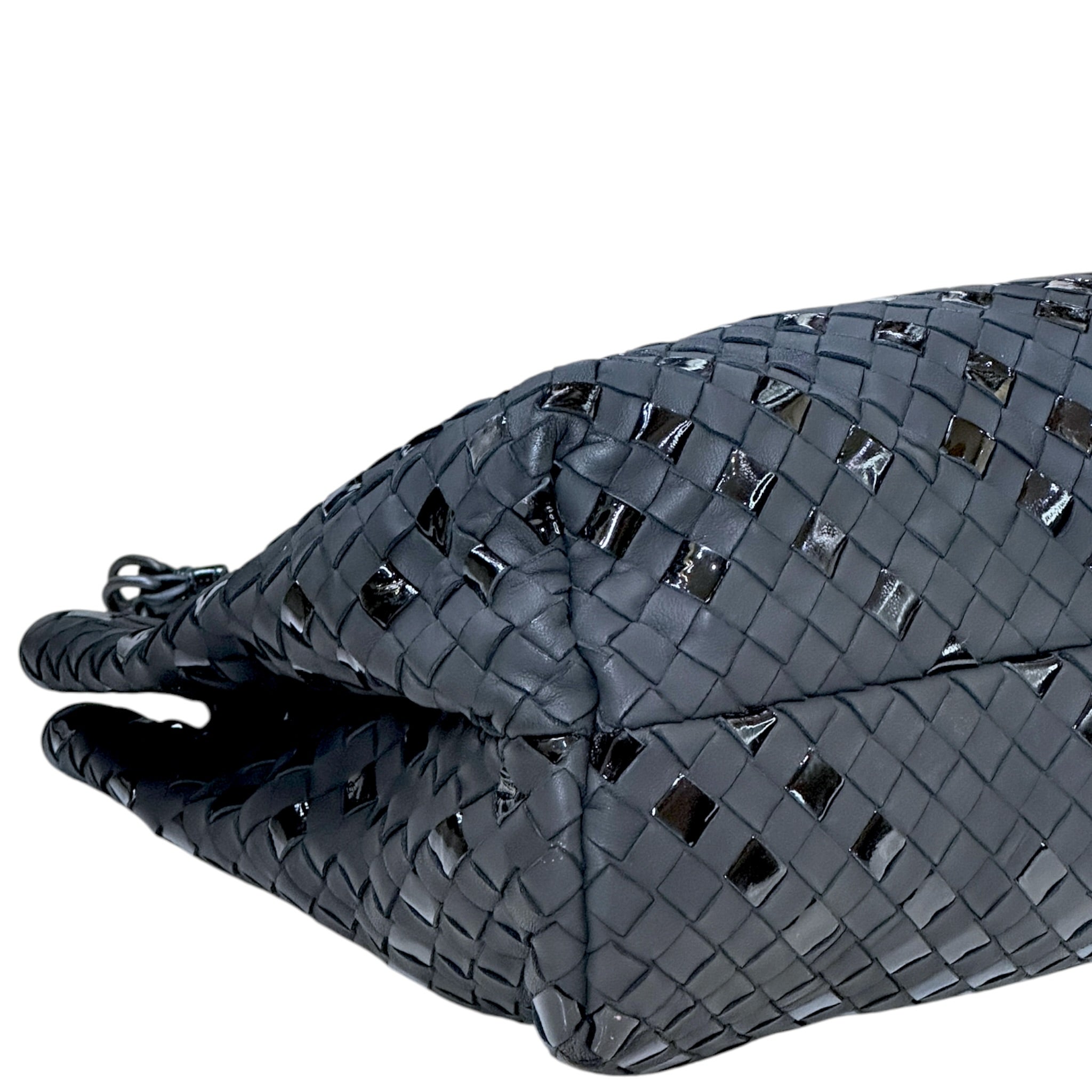 Bottega Veneta Intrecciato Chain Tote Black Leather