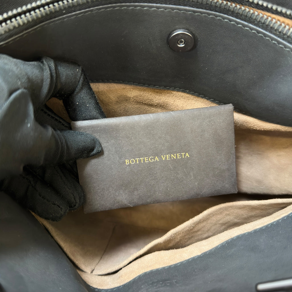 Bottega Veneta Intrecciato Chain Tote Black Leather