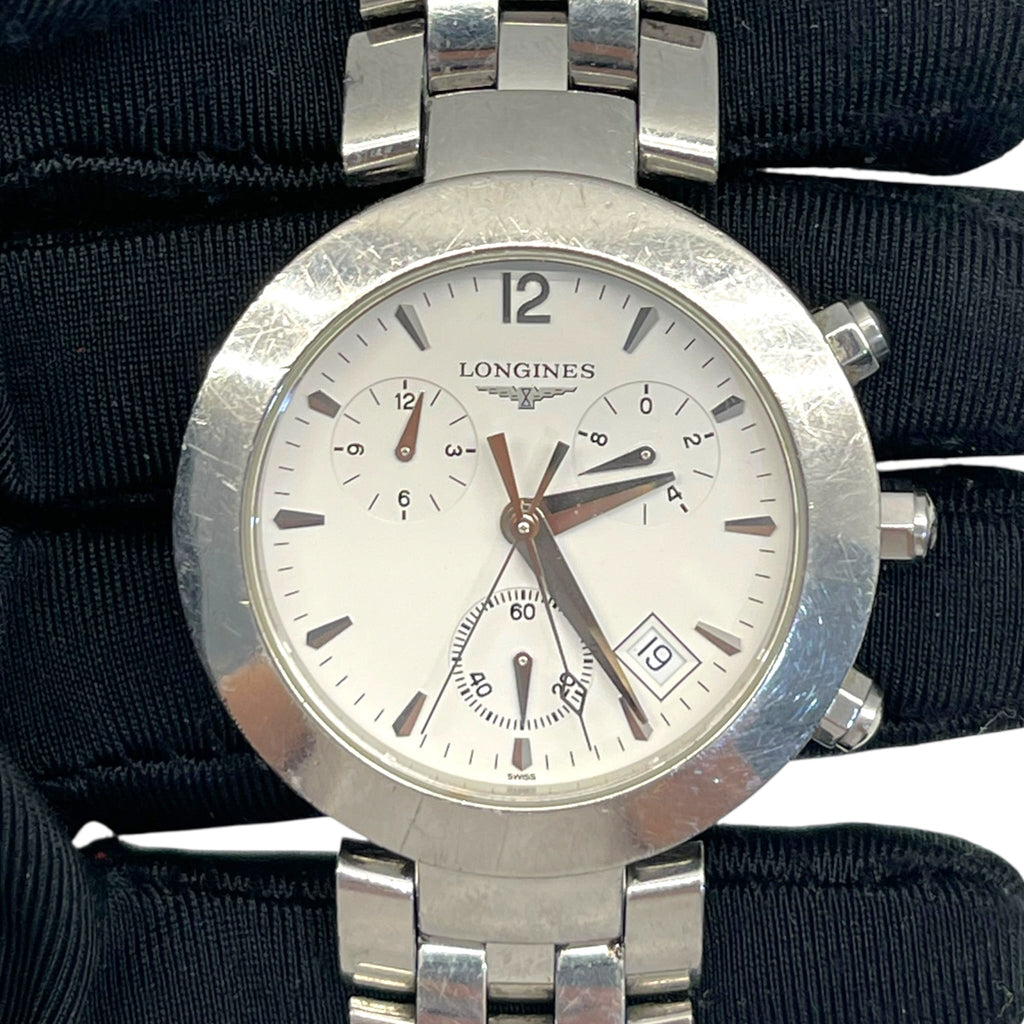Longines DolceVita Watch Chronograph Stainless Steel White Dial