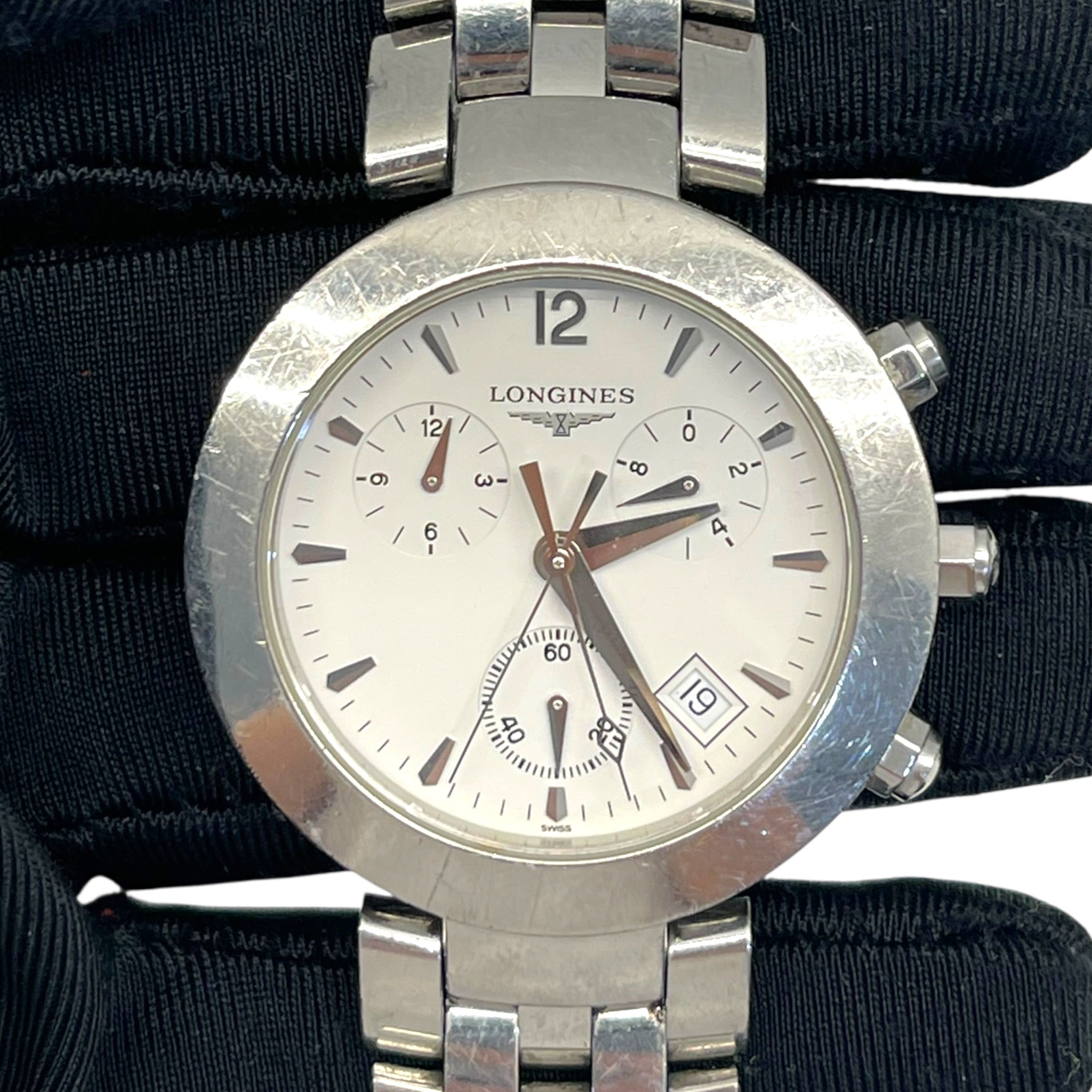 Longines DolceVita Watch Chronograph Stainless Steel White Dial