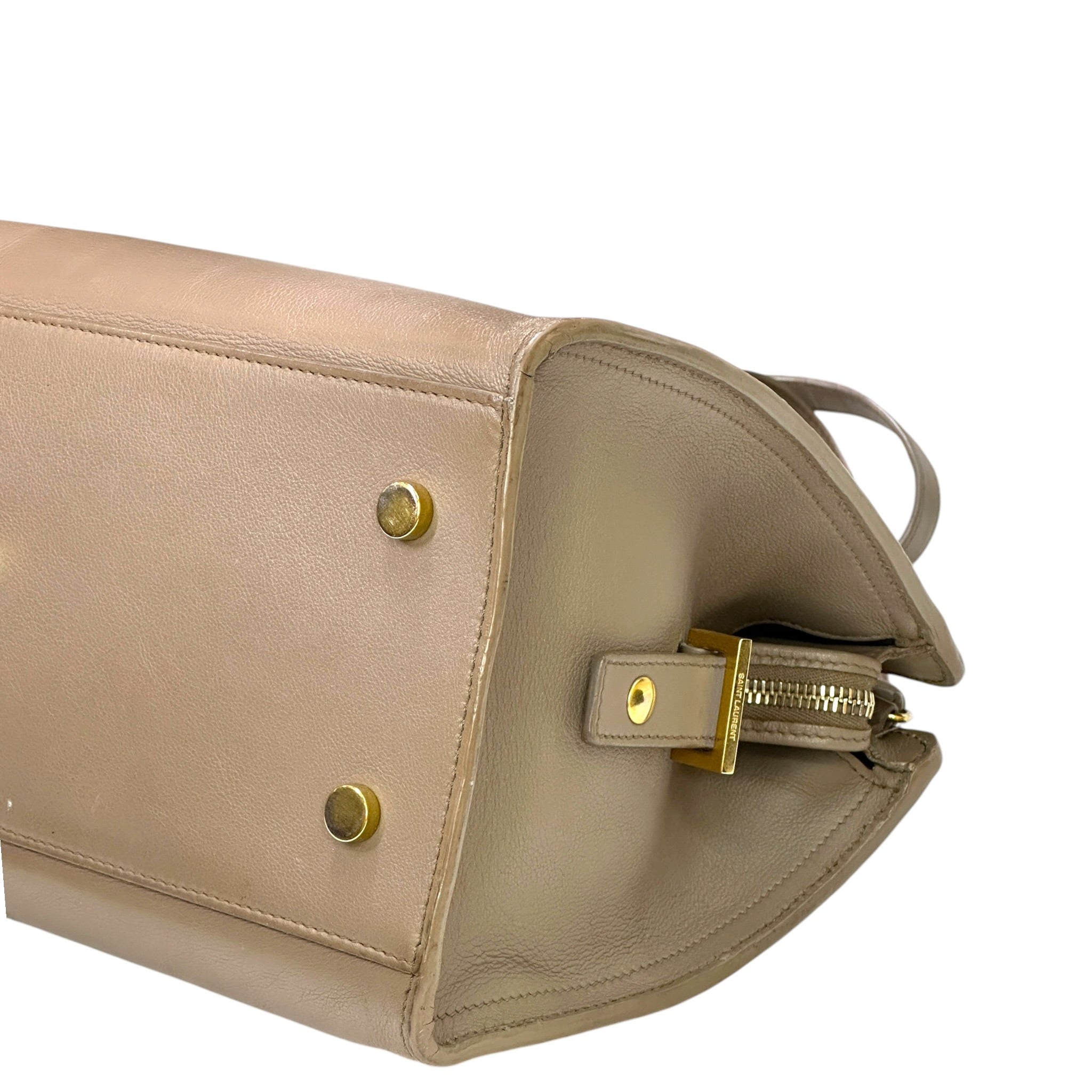 Saint Laurent Cabas Bag Small Monogram Gray Calfskin Leather