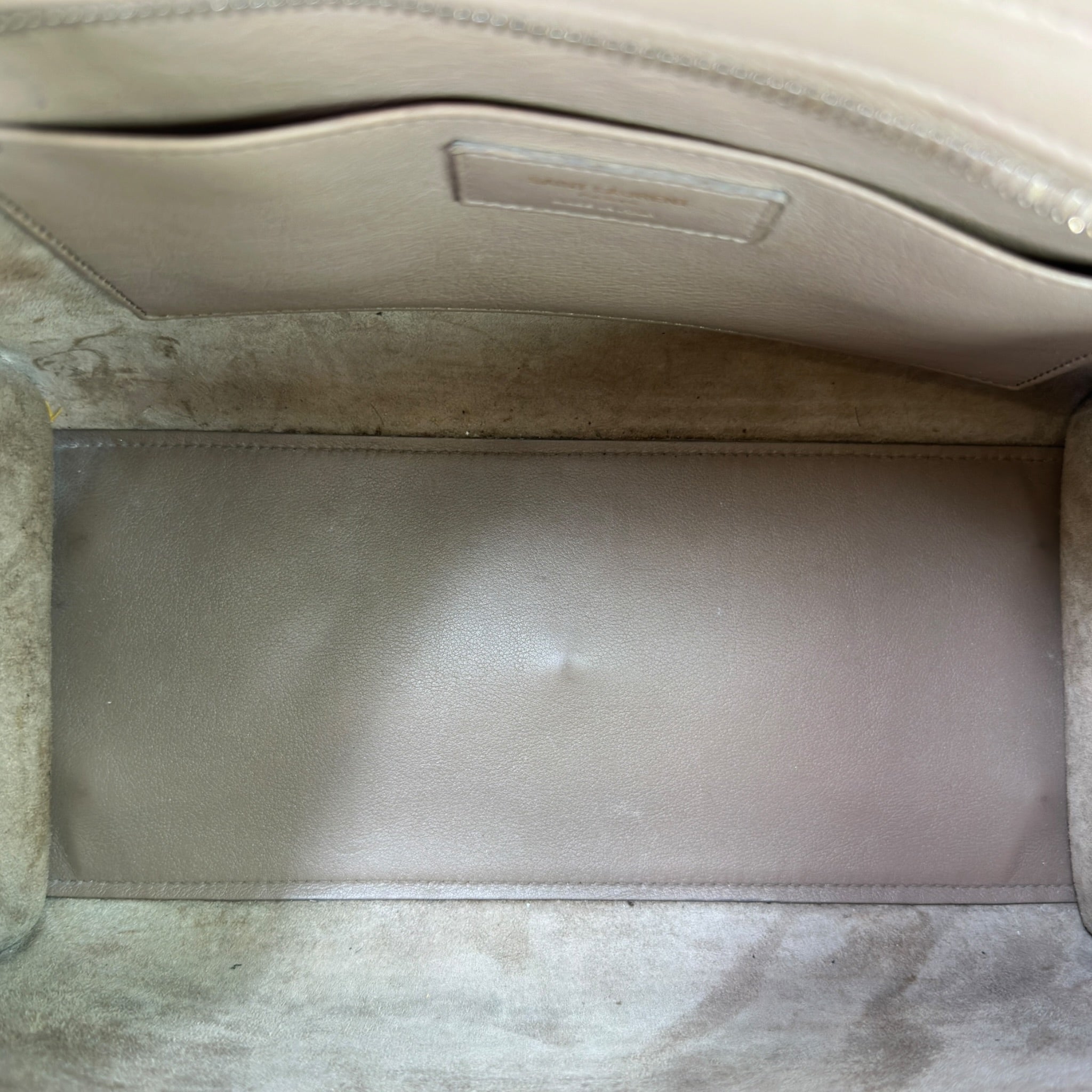 Saint Laurent Cabas Bag Small Monogram Gray Calfskin Leather