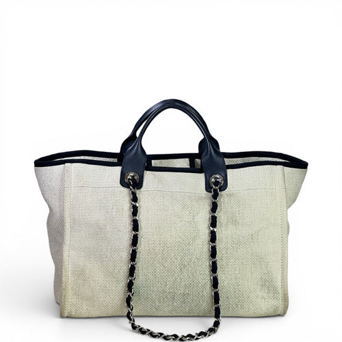 Chanel Deauville Shopper Tote White Canvas