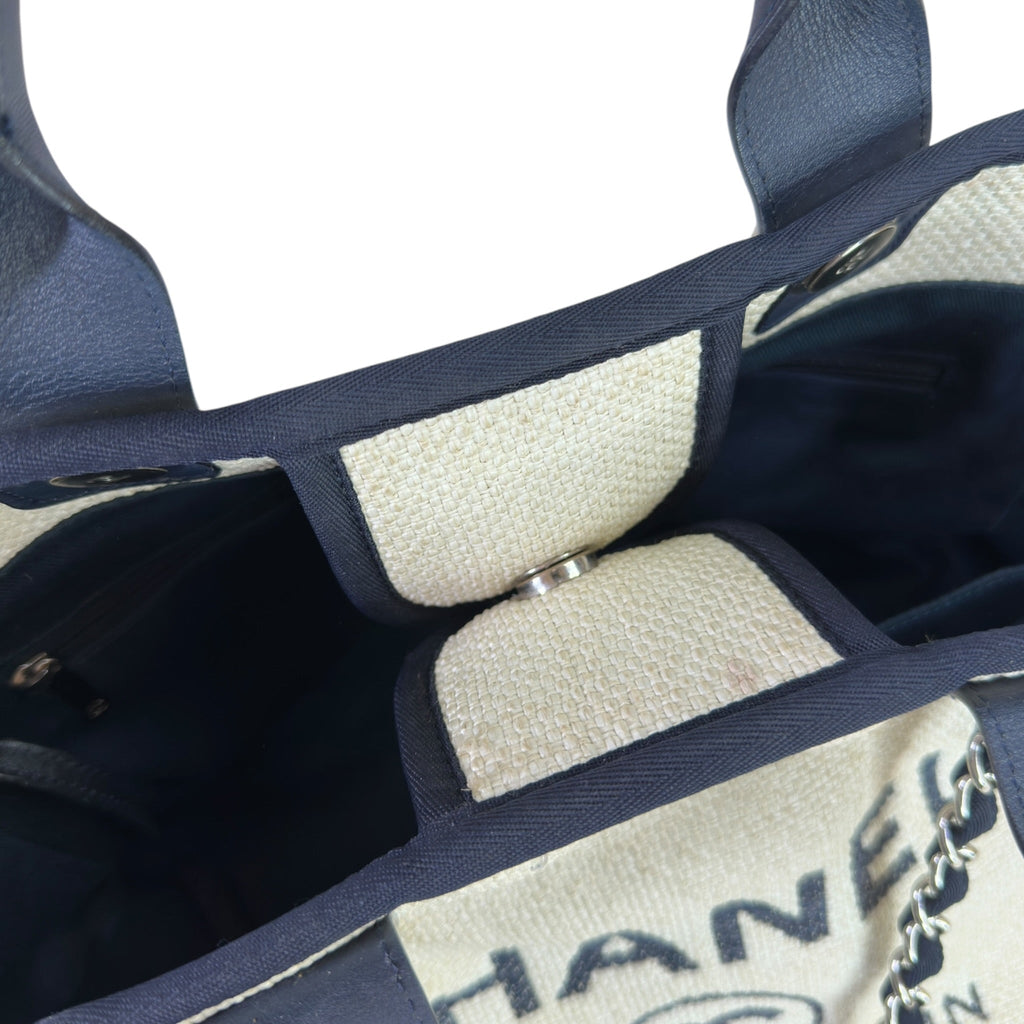 Chanel Deauville Shopper Tote White Canvas