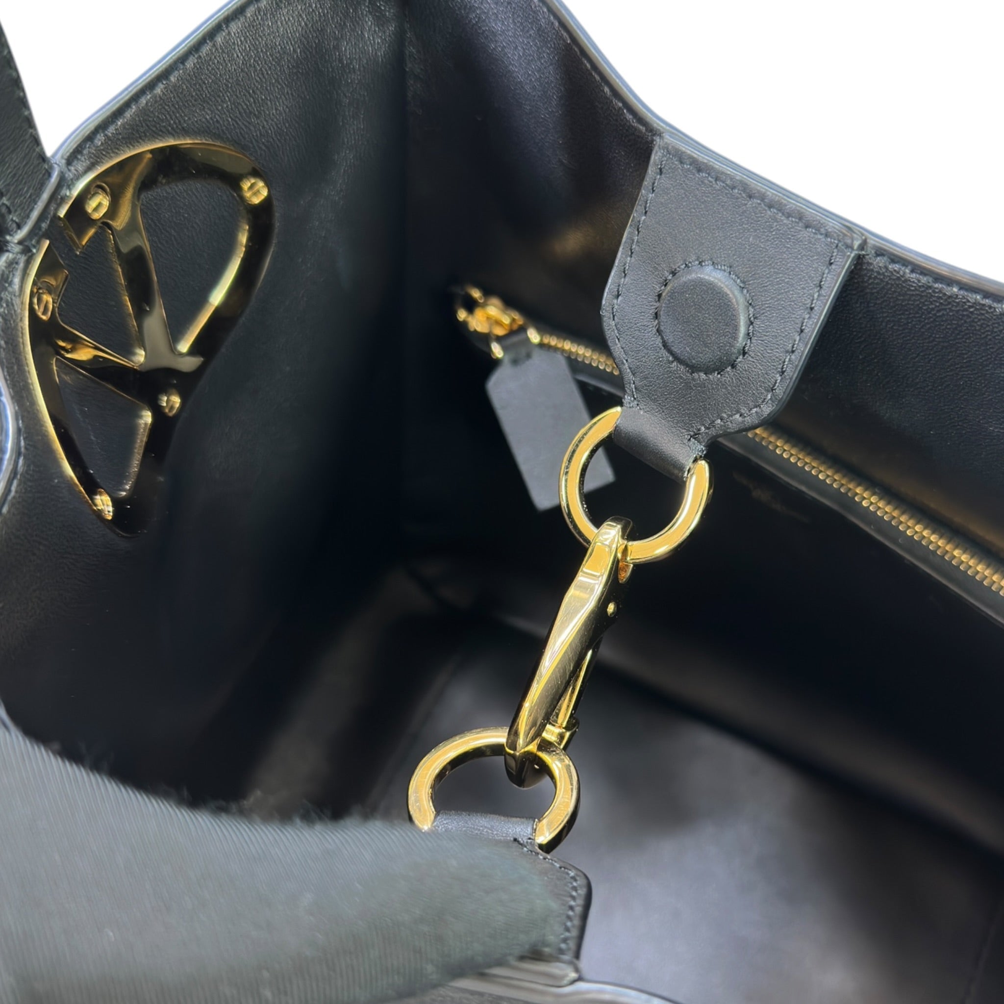 Valentino Garavani VLogo Side Bucket Bag Black Nappa Leather