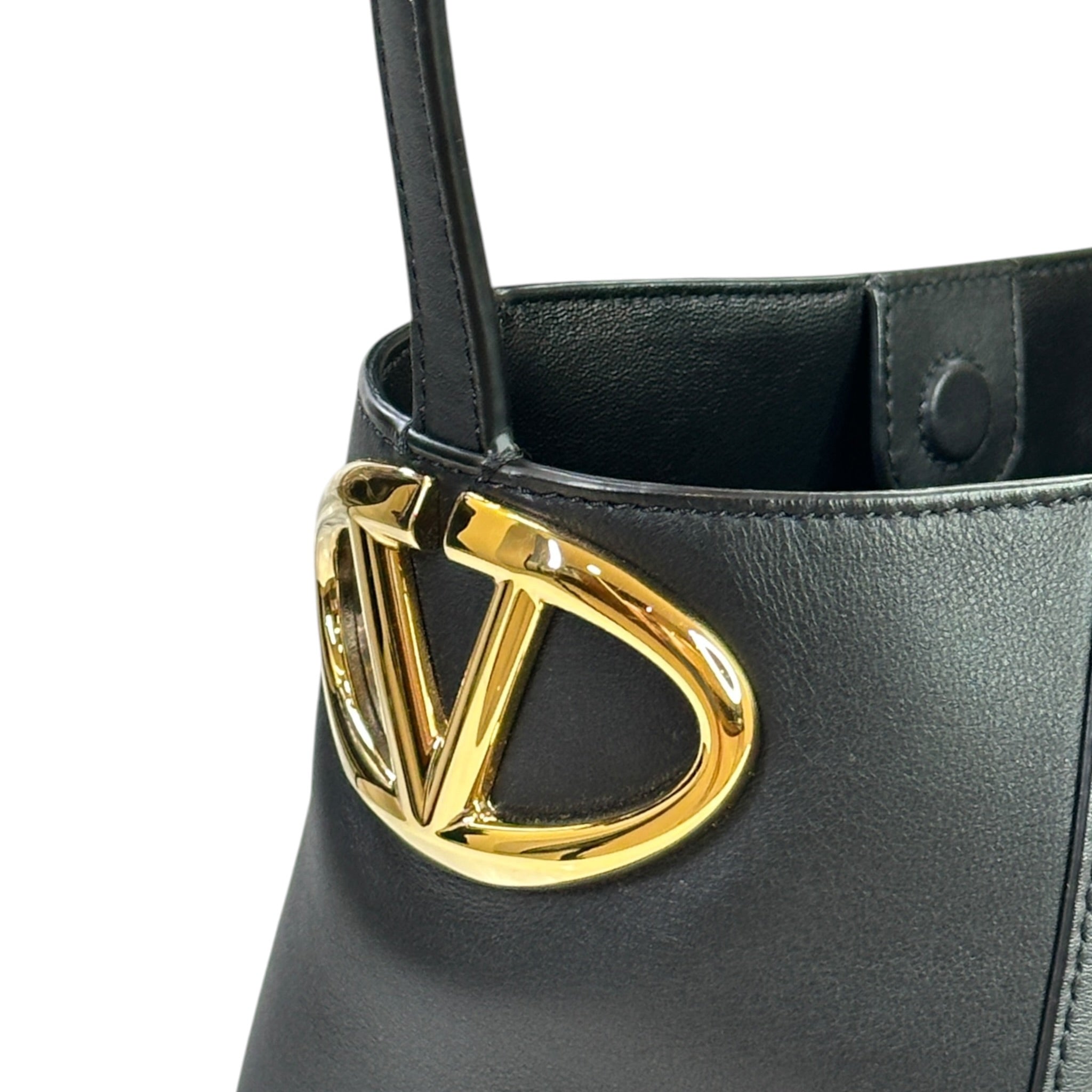 Valentino Garavani VLogo Side Bucket Bag Black Nappa Leather