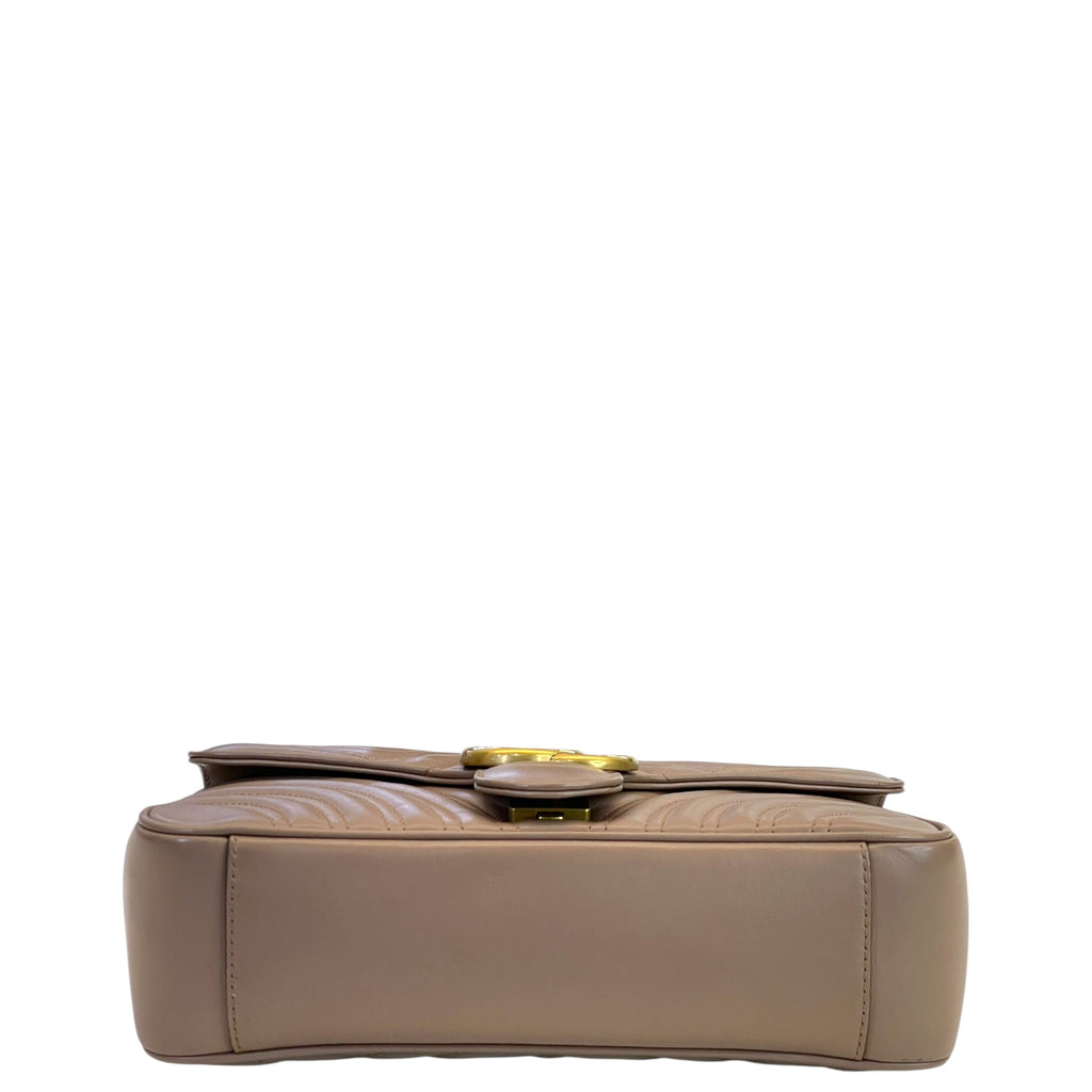 Gucci GG Marmont Shoulder Bag Beige Matelassé Leather