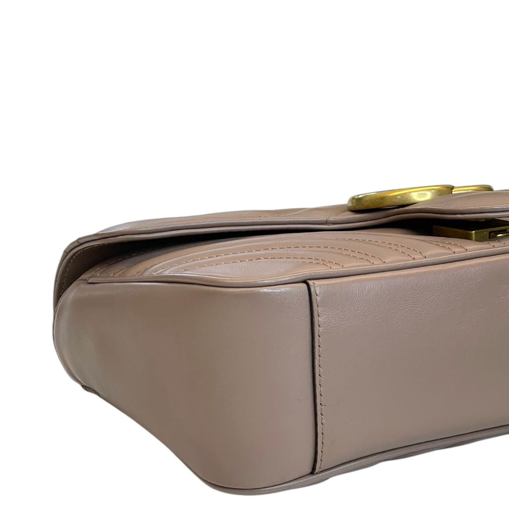 Gucci GG Marmont Shoulder Bag Beige Matelassé Leather
