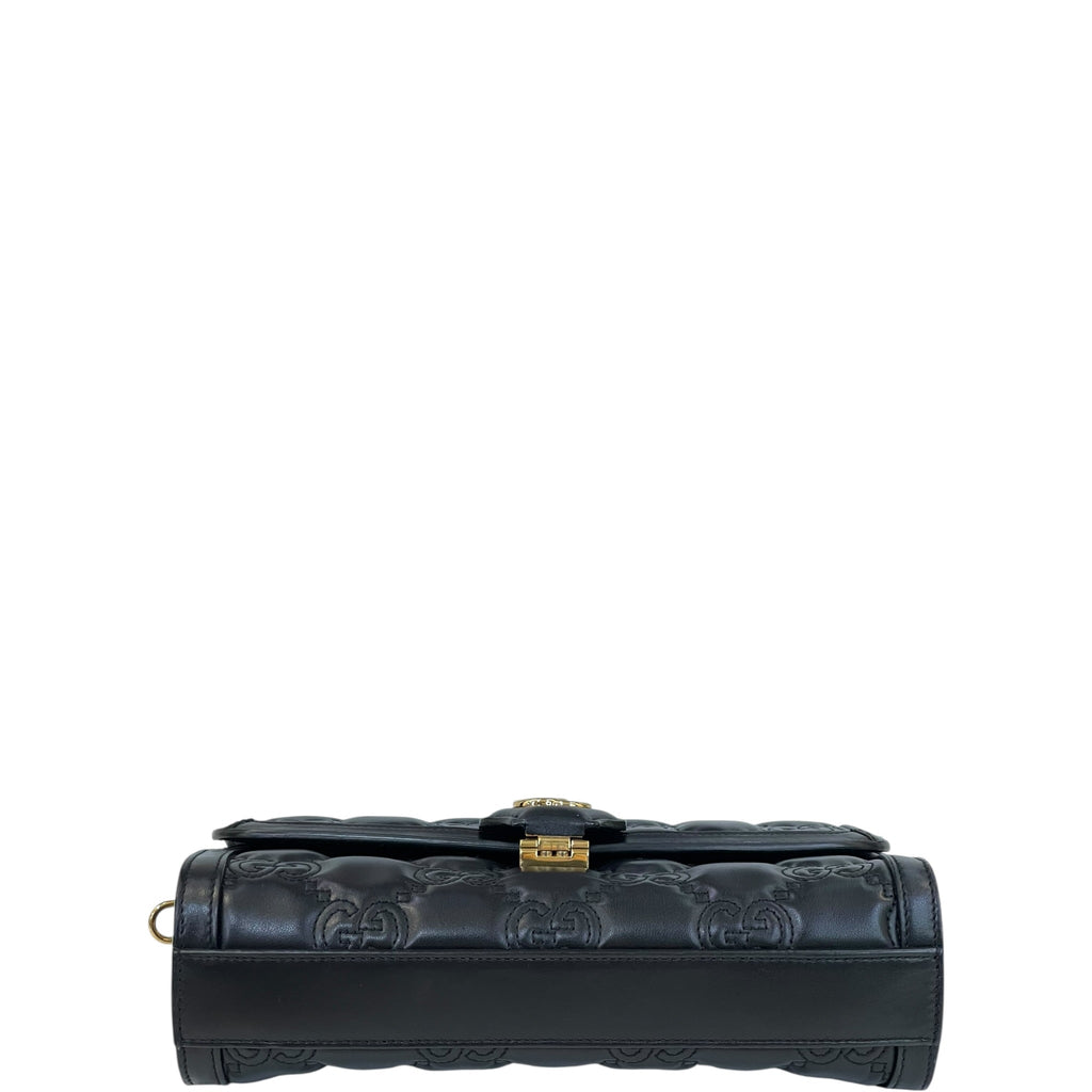 Gucci GG Matelassé Small Shoulder Bag Black Guccissima Leather