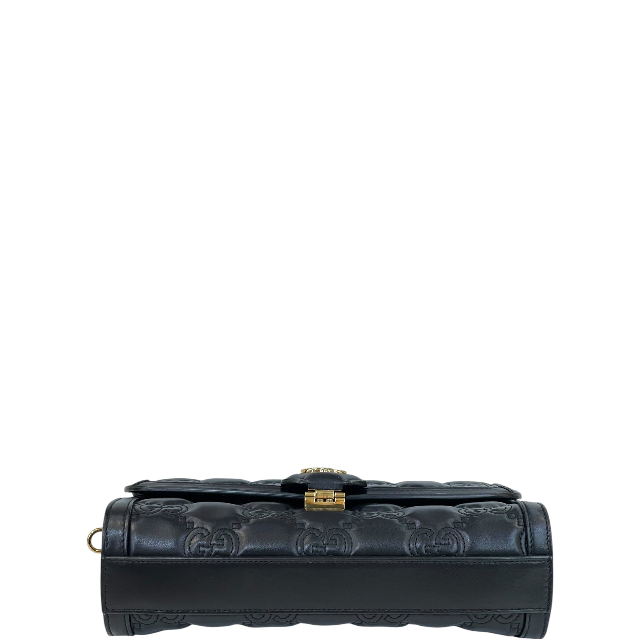 Gucci GG Matelassé Small Shoulder Bag Black Guccissima Leather