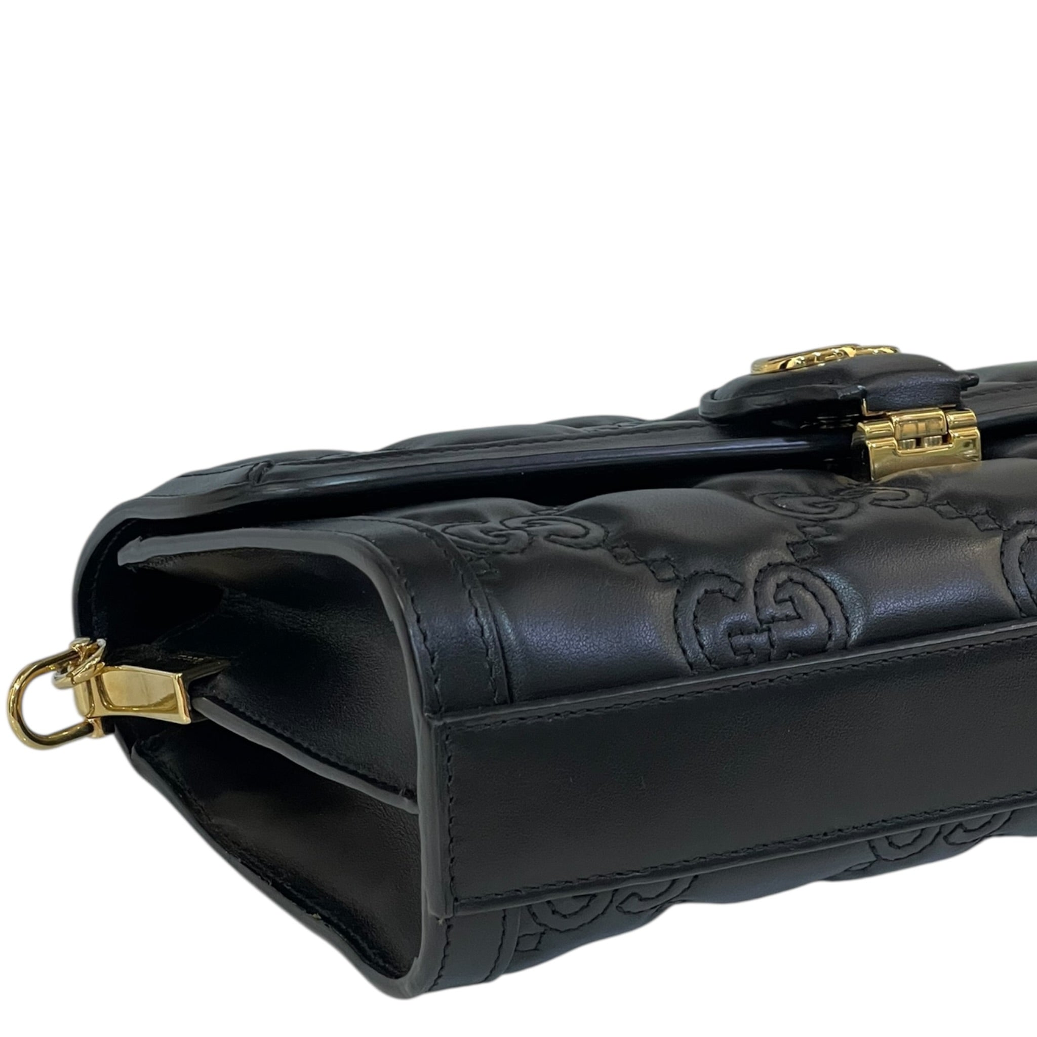 Gucci GG Matelassé Small Shoulder Bag Black Guccissima Leather