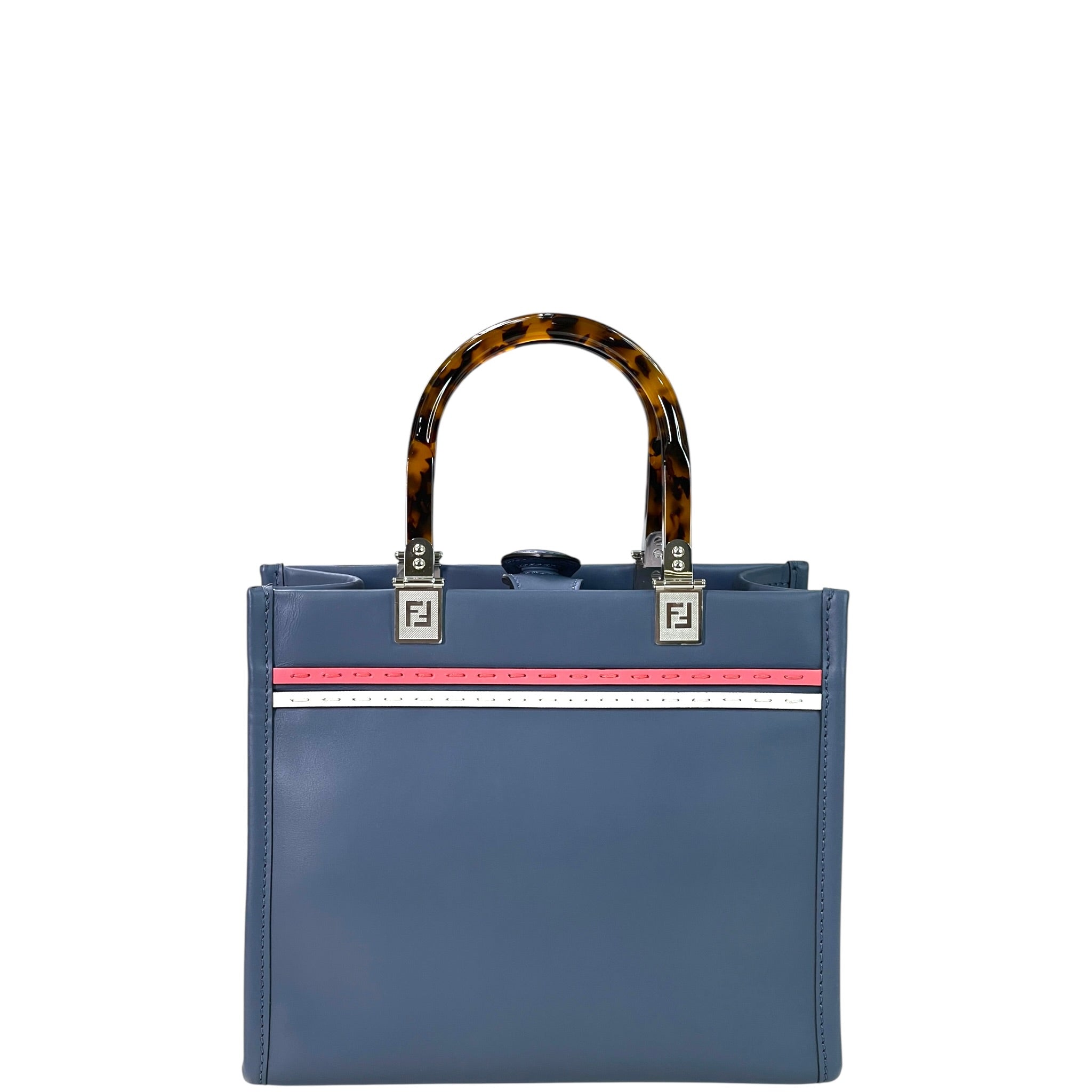 Fendi Roma Sunshine Tote Blue Leather