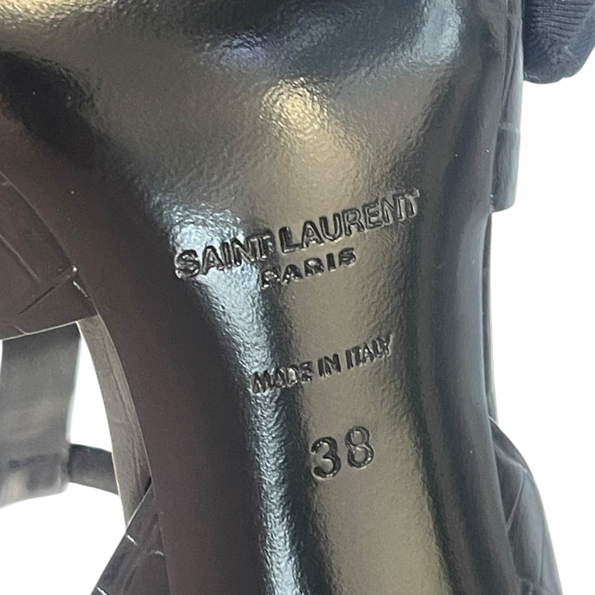 Saint Laurent Tribute 105 Croc Embossed Leather Sandals Size 38