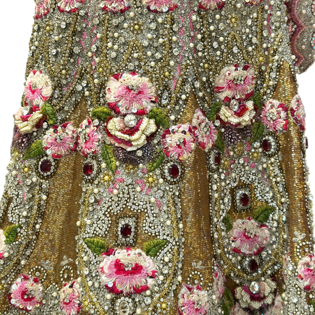 Falguni Shane Peacock Lehenga Set Georgette Floral Embroidery Size S