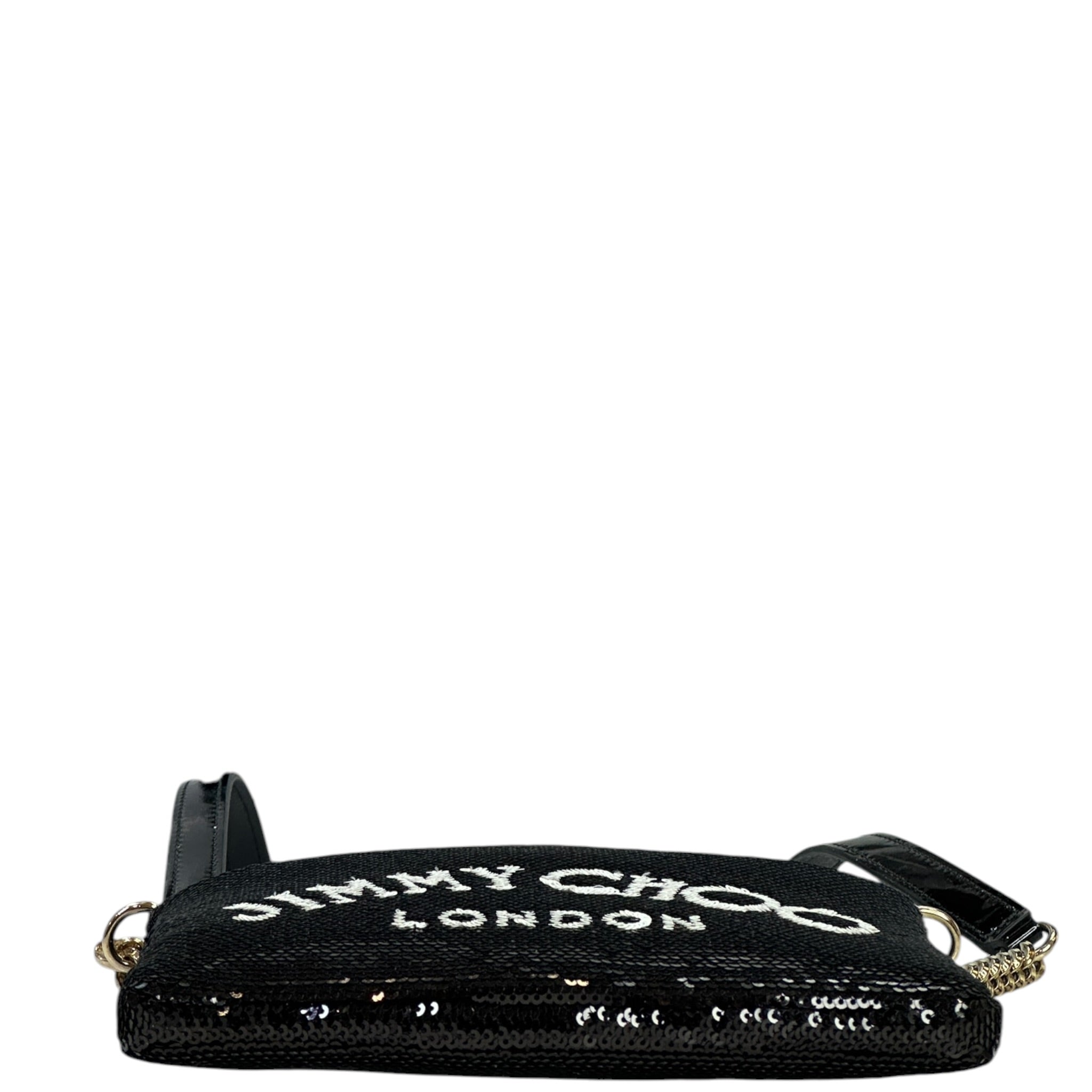 Jimmy Choo London Chain Crossbody Bag Black Sequin