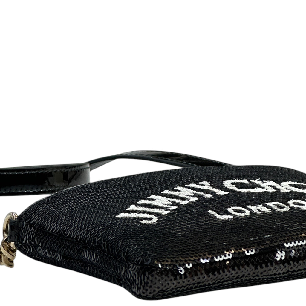 Jimmy Choo London Chain Crossbody Bag Black Sequin