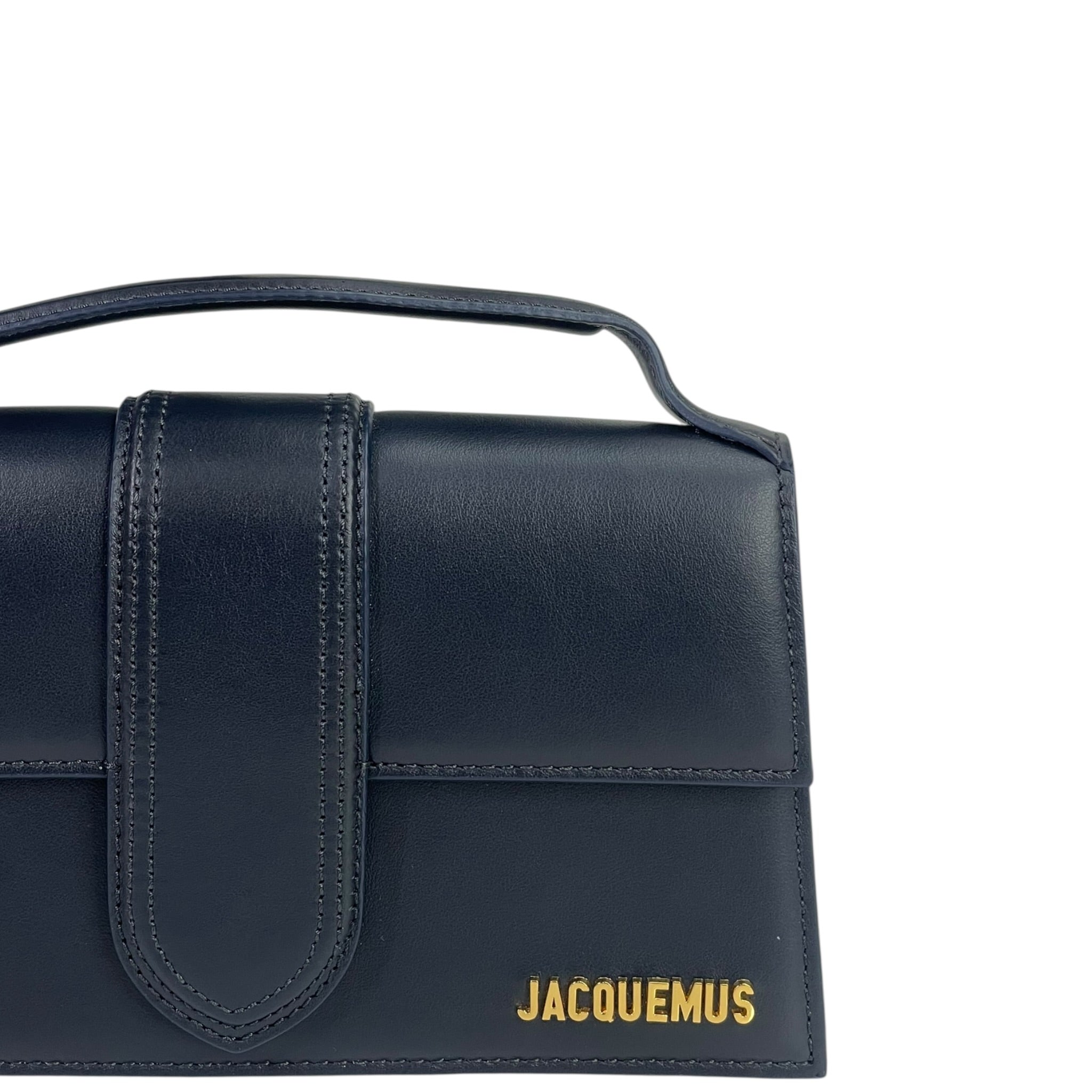 Jacquemus The Large Bambino Bag Navy Blue Leather