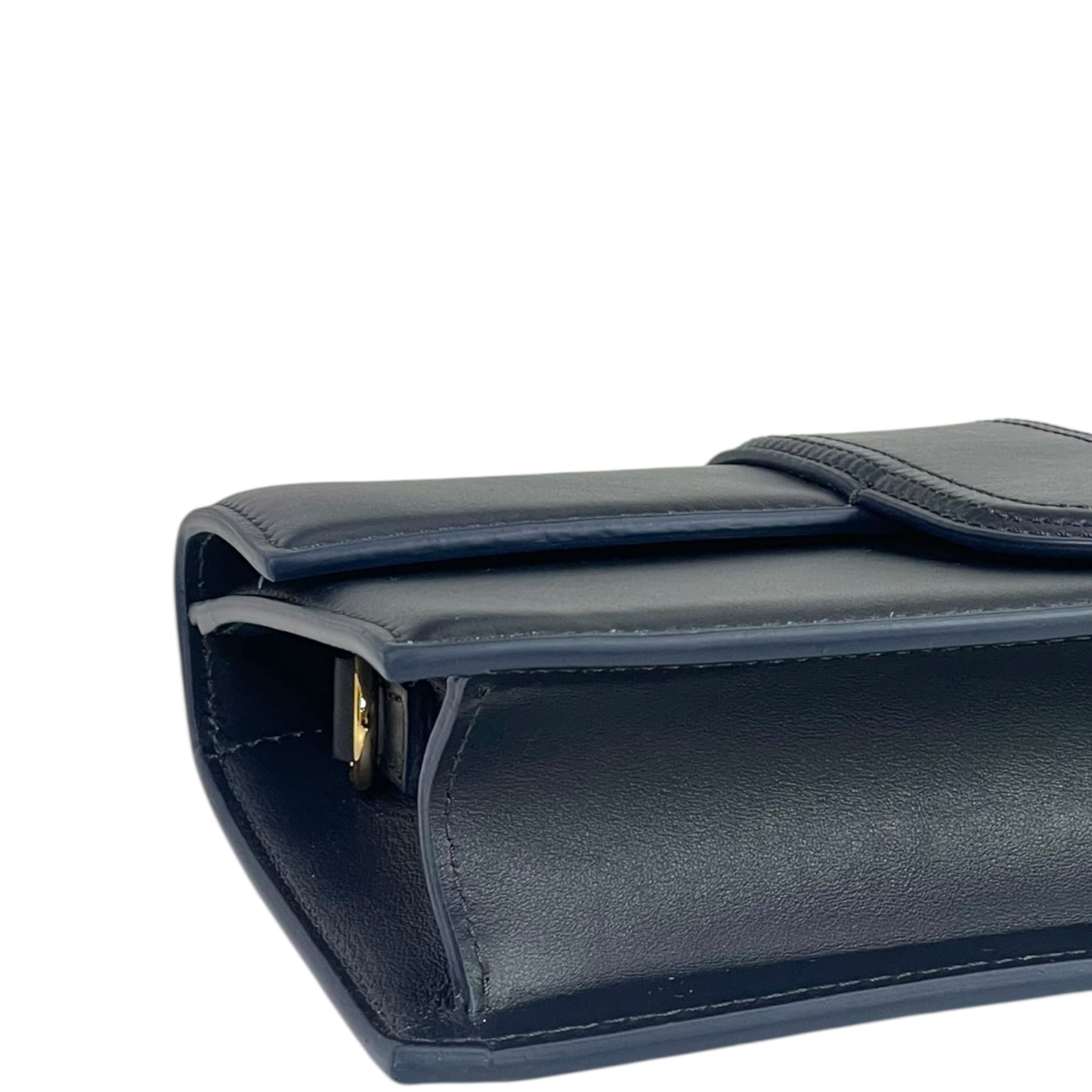 Jacquemus The Large Bambino Bag Navy Blue Leather