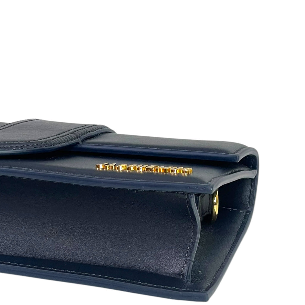 Jacquemus The Large Bambino Bag Navy Blue Leather
